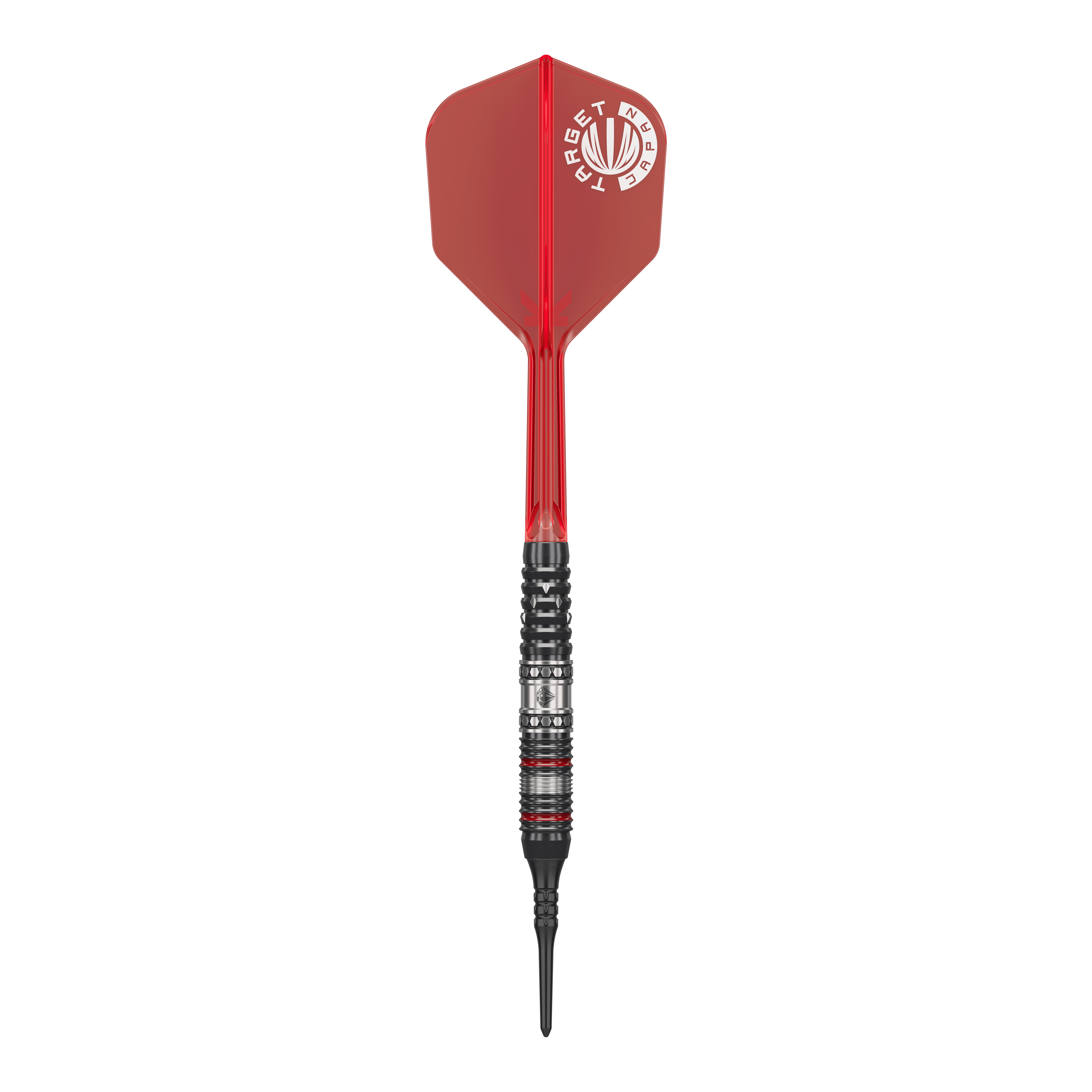 Target Japan Prime Series Diamond GEN3 Softdarts - 18g Auf dem Bild ist ein Softdart aus der Target Japan Prime Series Diamond GEN3 mit einem Gewicht von 18g zu sehen. Der Dart hat eine rote Flight und einen schwarz-silbernen Schaft mit feinen Details.