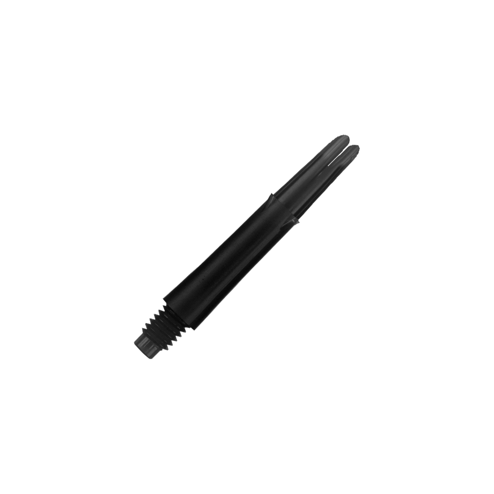 L-Style L-Shafts Locked Straight - Black 190 Das Bild zeigt einen schwarzen, geraden Dart-Schaft. Der Schaft hat ein Gewinde am unteren Ende und ist 32 mm lang.