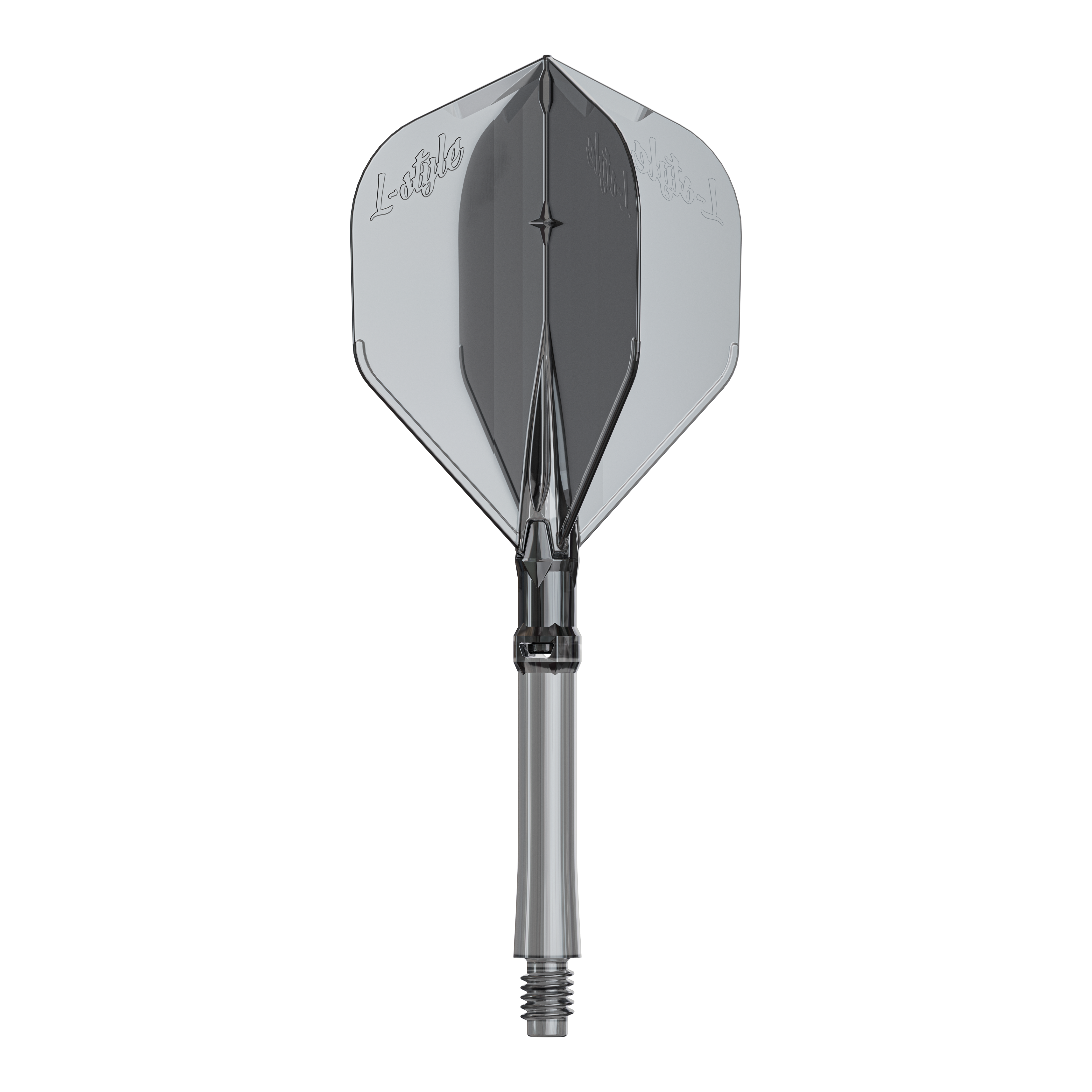 L-Style L-Sytem Flights - Clear Black-330 Gezeigt wird das Produkt LS1064_LStyle_L-System_Flights_ClearBlack_Large_330_2. Es handelt sich vermutlich um Dart Flights in großer Größe.
