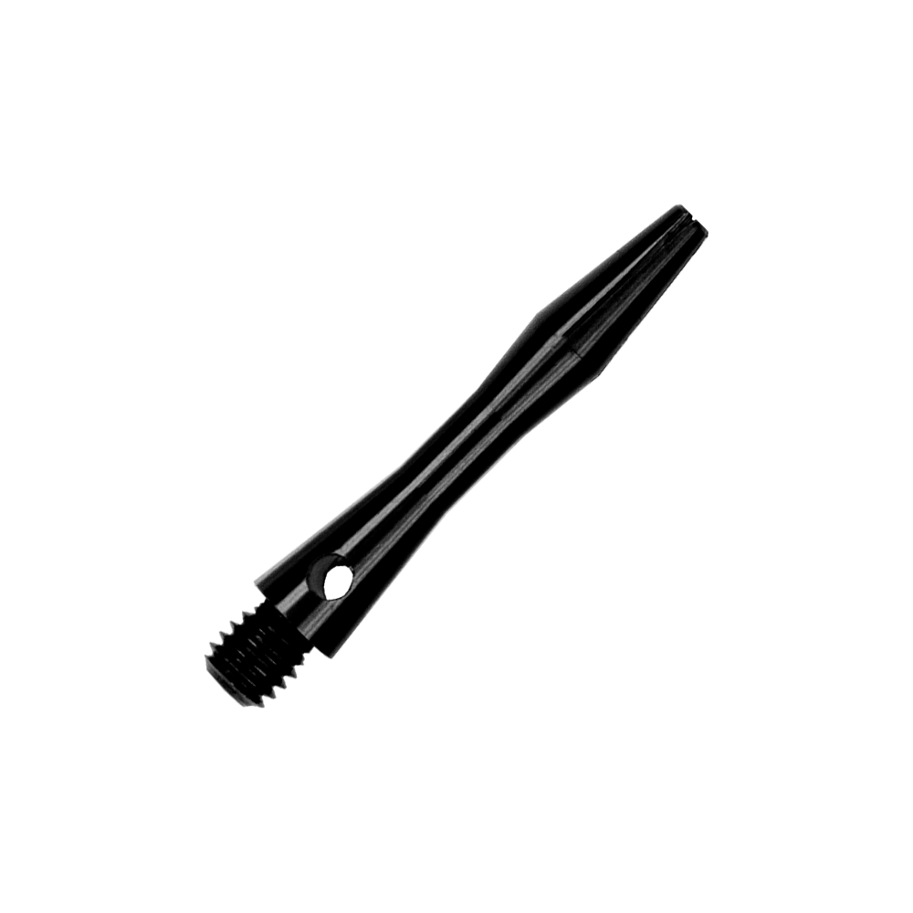501_Aluminium_Shafts_Schwarz_30mm_2oRnrTRmW81996 Auf dem Bild ist ein schwarzer Aluminium-Schaft zu sehen. Er ist 30 mm lang und hat ein Gewinde an einem Ende.