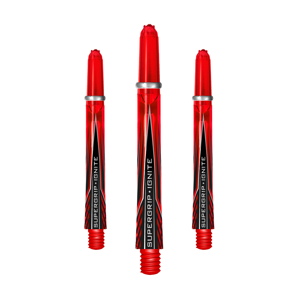 HR385_Harrows_Supergrip_Ignite_Shafts_Rot_47mm_1zgAmlX3Ti23ya Das Bild zeigt drei rote Harrows Supergrip Ignite Shafts. Sie sind für Dartpfeile und besitzen ein modernes, auffälliges Design.