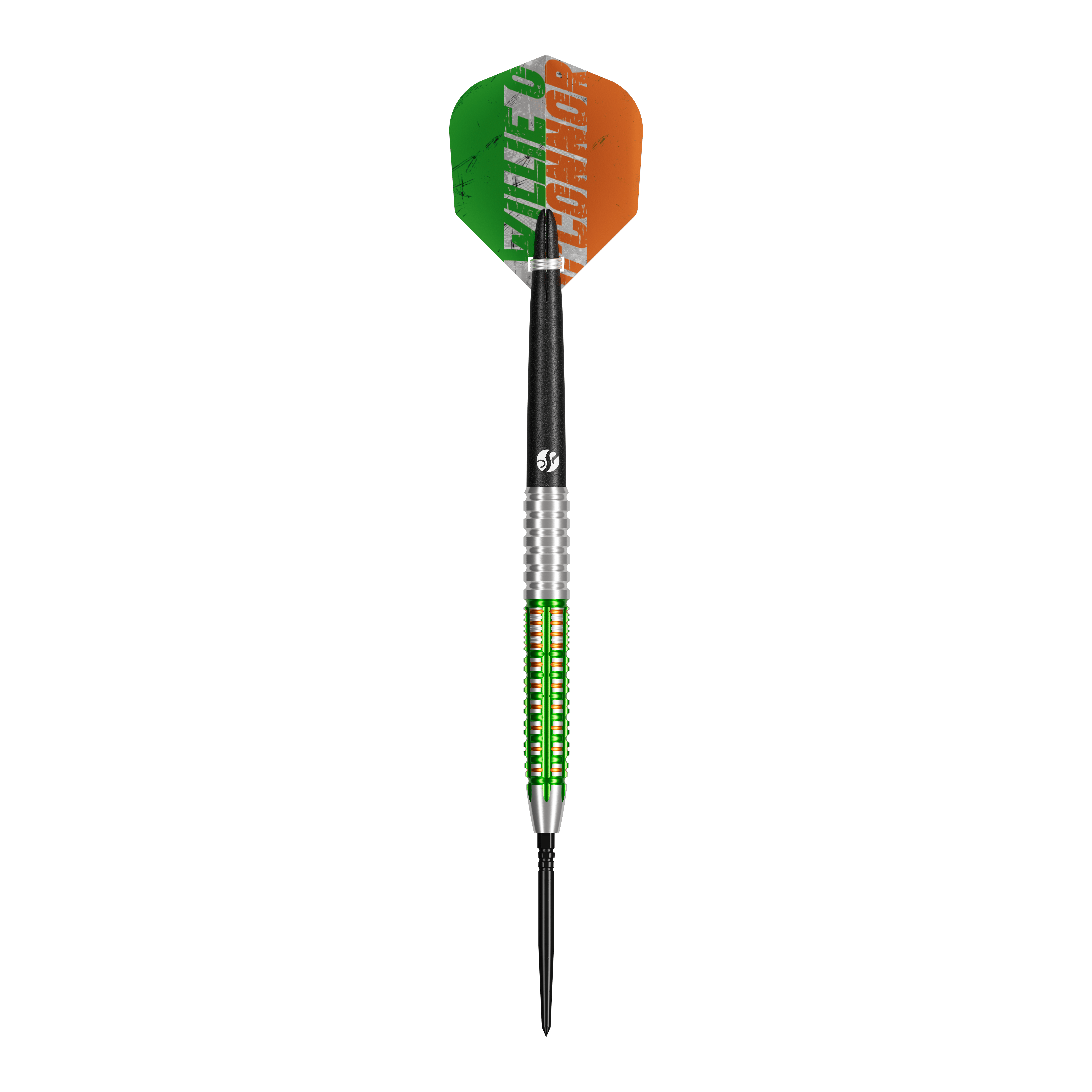 Shot Pro Series Willie O'Connor Turbo Point Steeldarts Ein Steeldart-Set wird gezeigt. Die Darts sind klassisch gestaltet und gleichmäßig angeordnet.