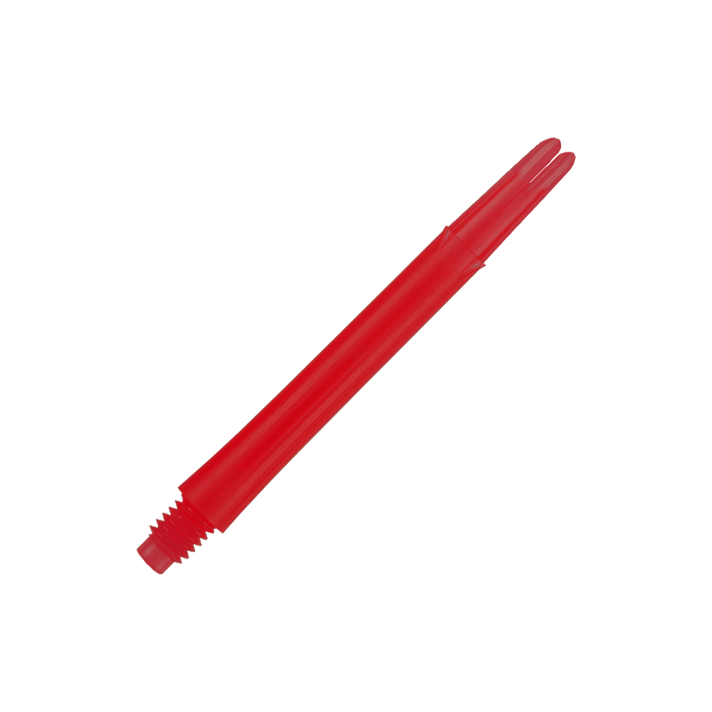 L-Style L-Shafts Locked Straight - Red 330 Das Bild zeigt einen roten, geraden Dart-Schaft ohne Kappen. Der Schaft ist 46 mm lang und hat ein Gewinde am Ende.