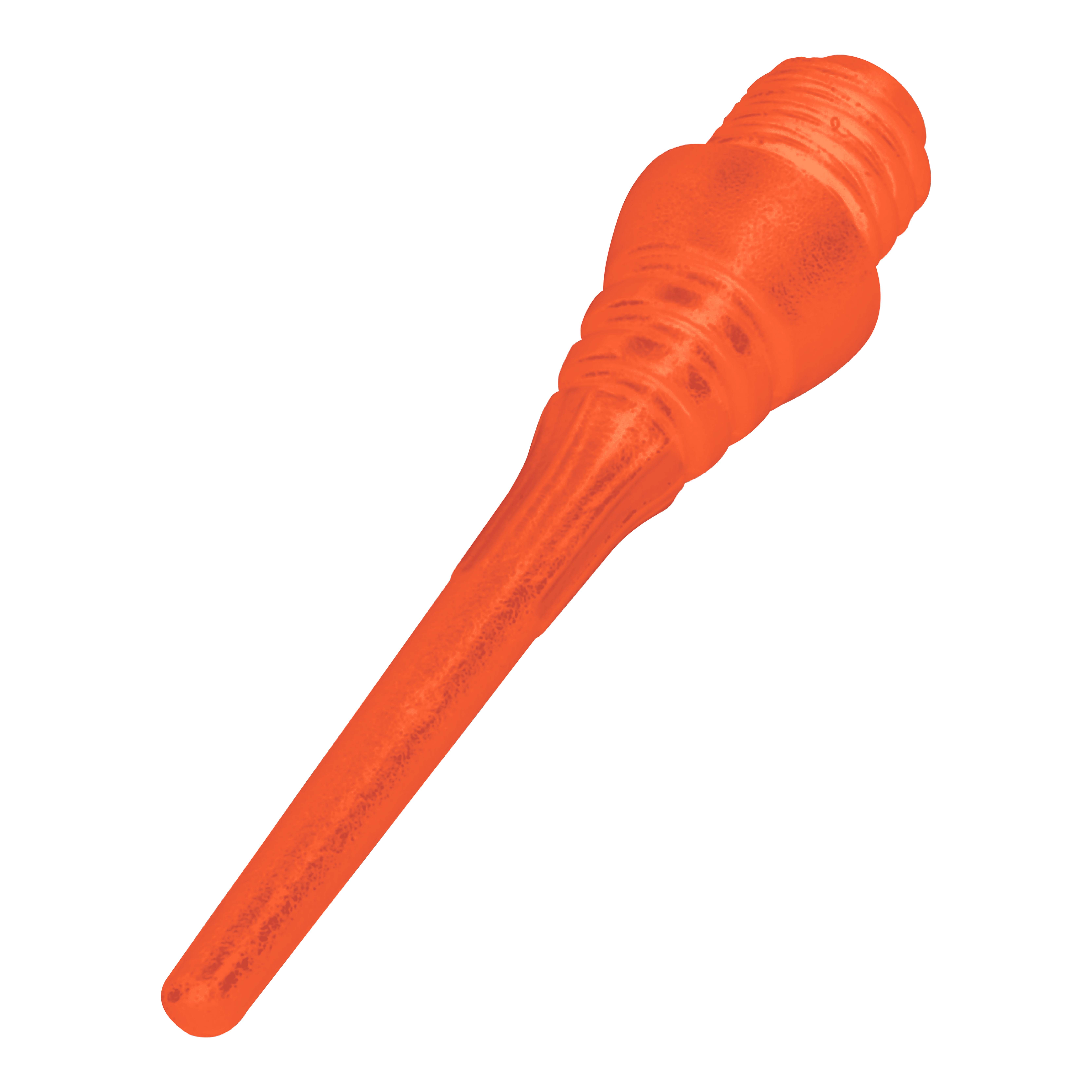 Winmau Triton Softtip Points Softdartspitzen (50-er Pack) Das Bild zeigt eine orangefarbene Softdartspitze. Sie hat eine geriffelte Schraubverbindung und eine glatte, spitze Spitze.