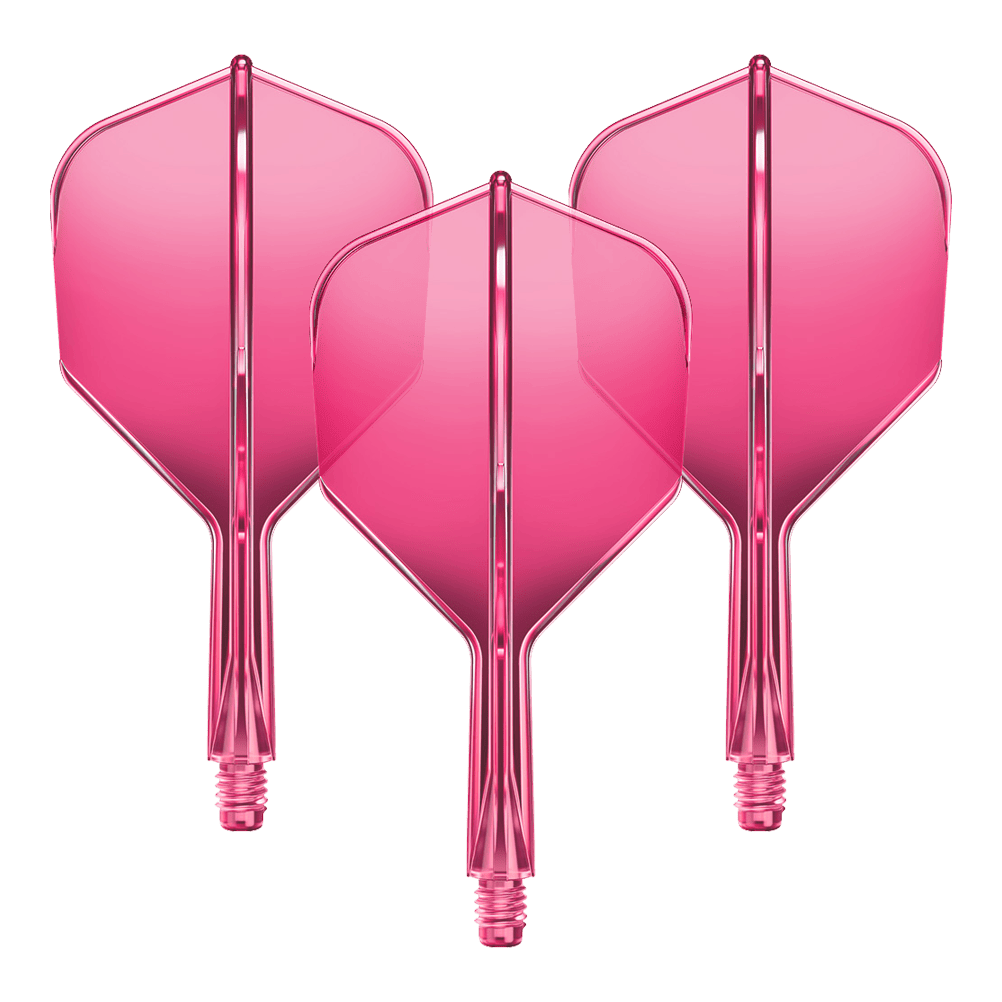 GOAT A1R No6 Flight-Shaft-System - Neon Pink Abgebildet ist ein Flight-Shaft-System für Darts in Neonpink mit einer Länge von 19mm. Das Set gehört vermutlich zur GOAT A1R No6 Serie.