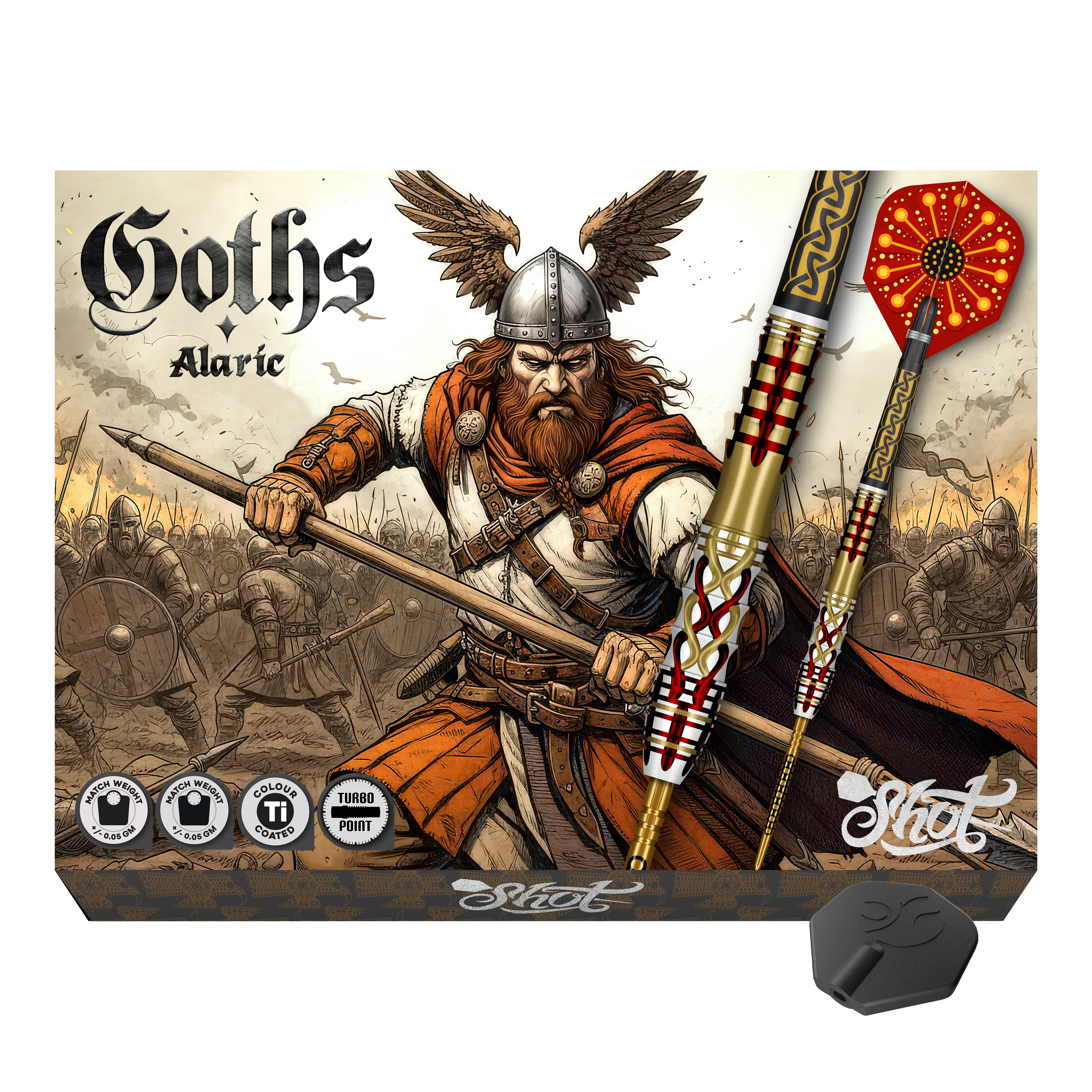 Shot Goths Alaric Turbo Point Steeldarts - 23g Hier sieht man die Shot Goths Alaric Turbo Point Steeldarts - 23g. Sie sind ideal für Präzision und Kontrolle.