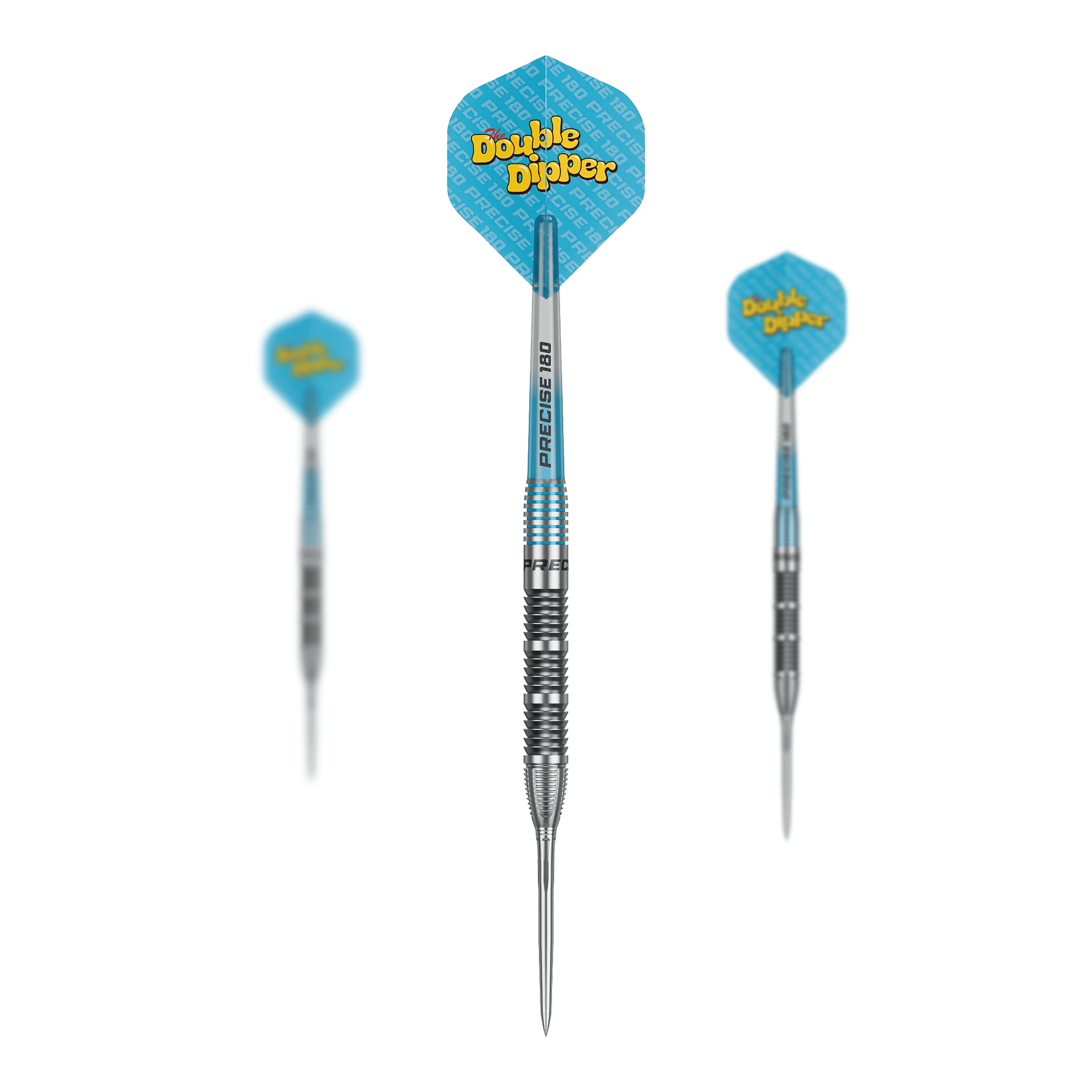 Precise 180 Bela Schugmann Double Dipper V1 Steeldarts Das Bild zeigt ein Set der Precise 180 Bela Schugmann Double Dipper V1 Steeldarts. Das Set ist ideal für Dartliebhaber.