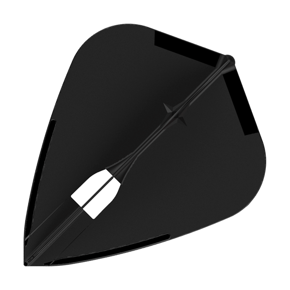 L-Style Champagne L4PRO Kite Flights Dies ist ein schwarzes Dartflight in Kiteshape-Form. Das Flight hat ein schlichtes, einfarbiges Design ohne Aufdruck.