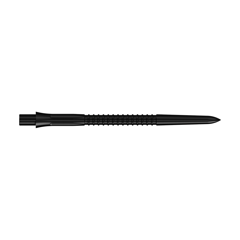 Mission Caliburn EVO Dartspitzen GV1 - Schwarz Auf dem Bild ist eine schwarze Steeldartspitze zu sehen. Es handelt sich vermutlich um Mission Caliburn EVO GV1 mit einer Länge von 38mm.