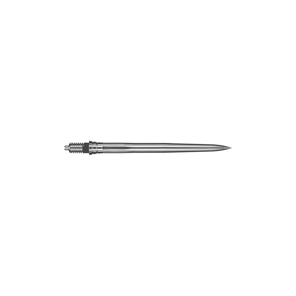 Caliburn EZ-EVO Dartspitzen - Smooth - Silber Abgebildet ist eine silberne Dartspitze mit glatter Oberfläche, vermutlich 32 mm lang. Die Spitze ist detailliert dargestellt.