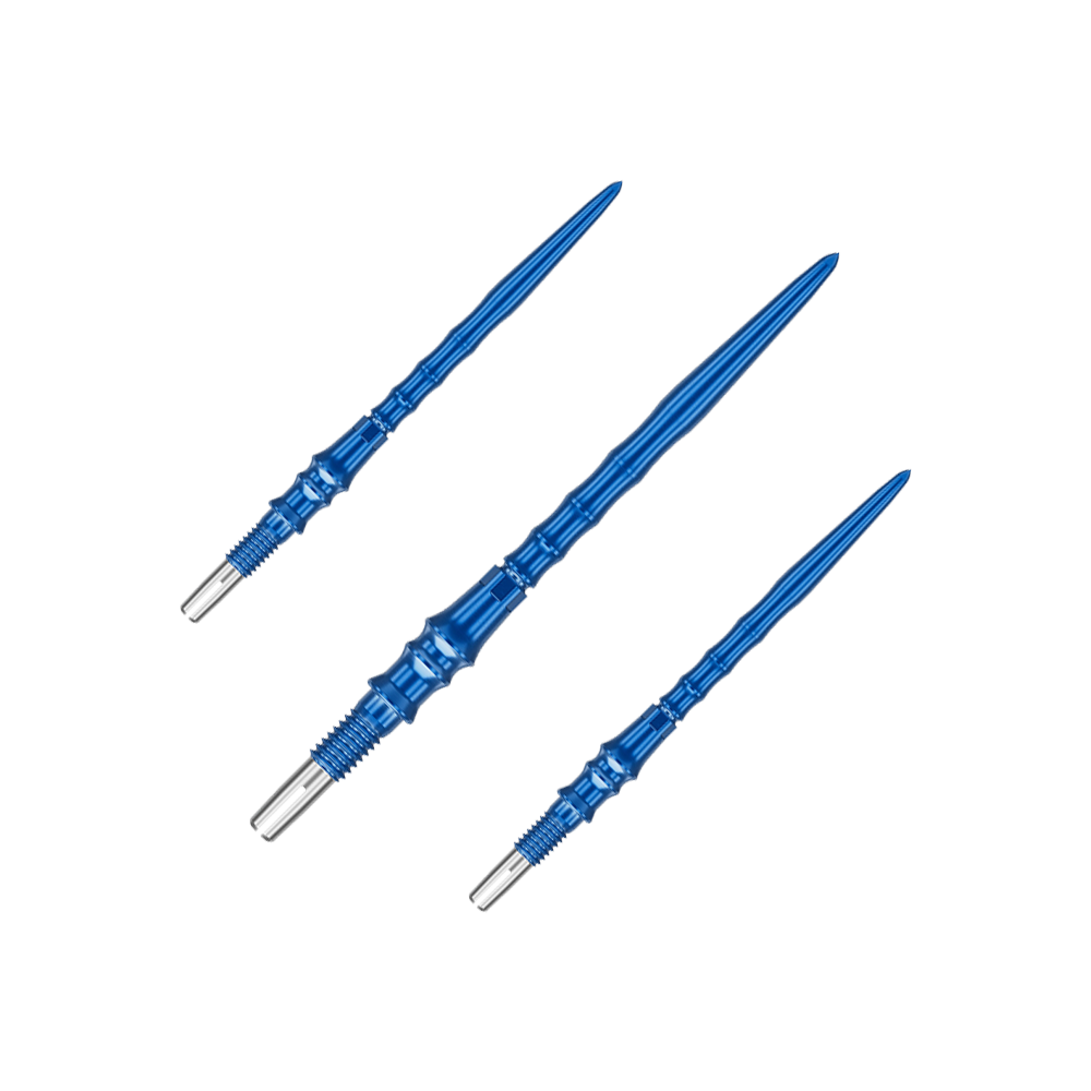 Hier ist ein Set aus blauen Dartspitzen abgebildet. Die Spitzen haben eine Länge von 35 mm.