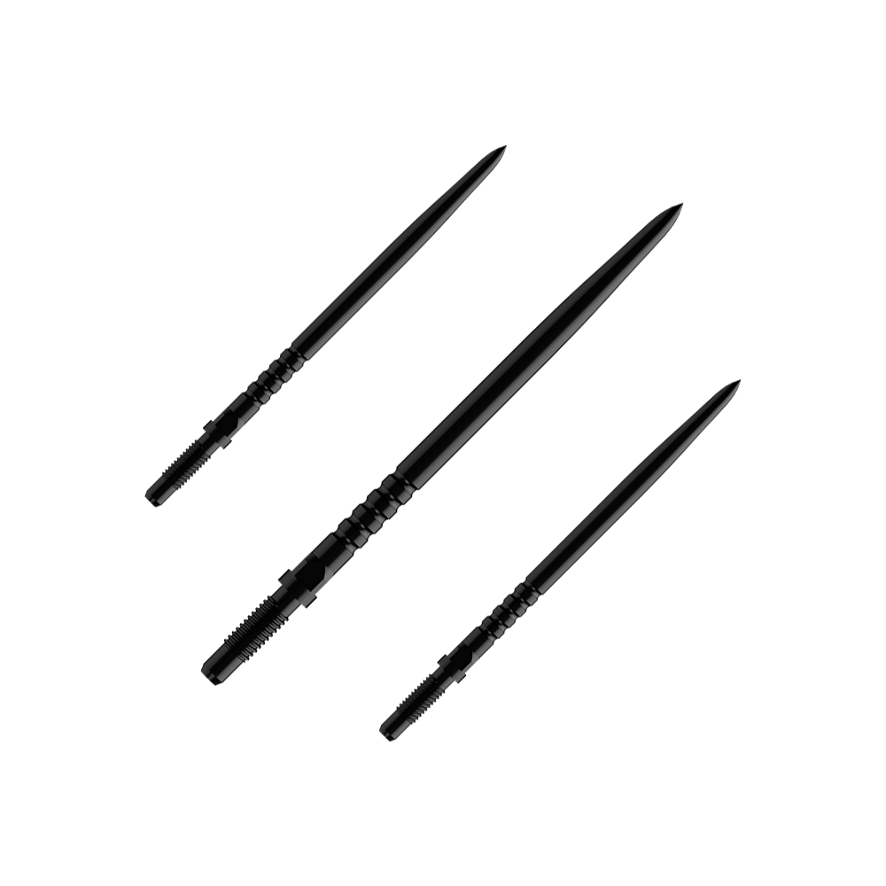 Das Foto zeigt ein Set von Dartspitzen. Es sind BullsNL Convertible Points mit Ringed Grip in Schwarz, 36mm im 1er Set.