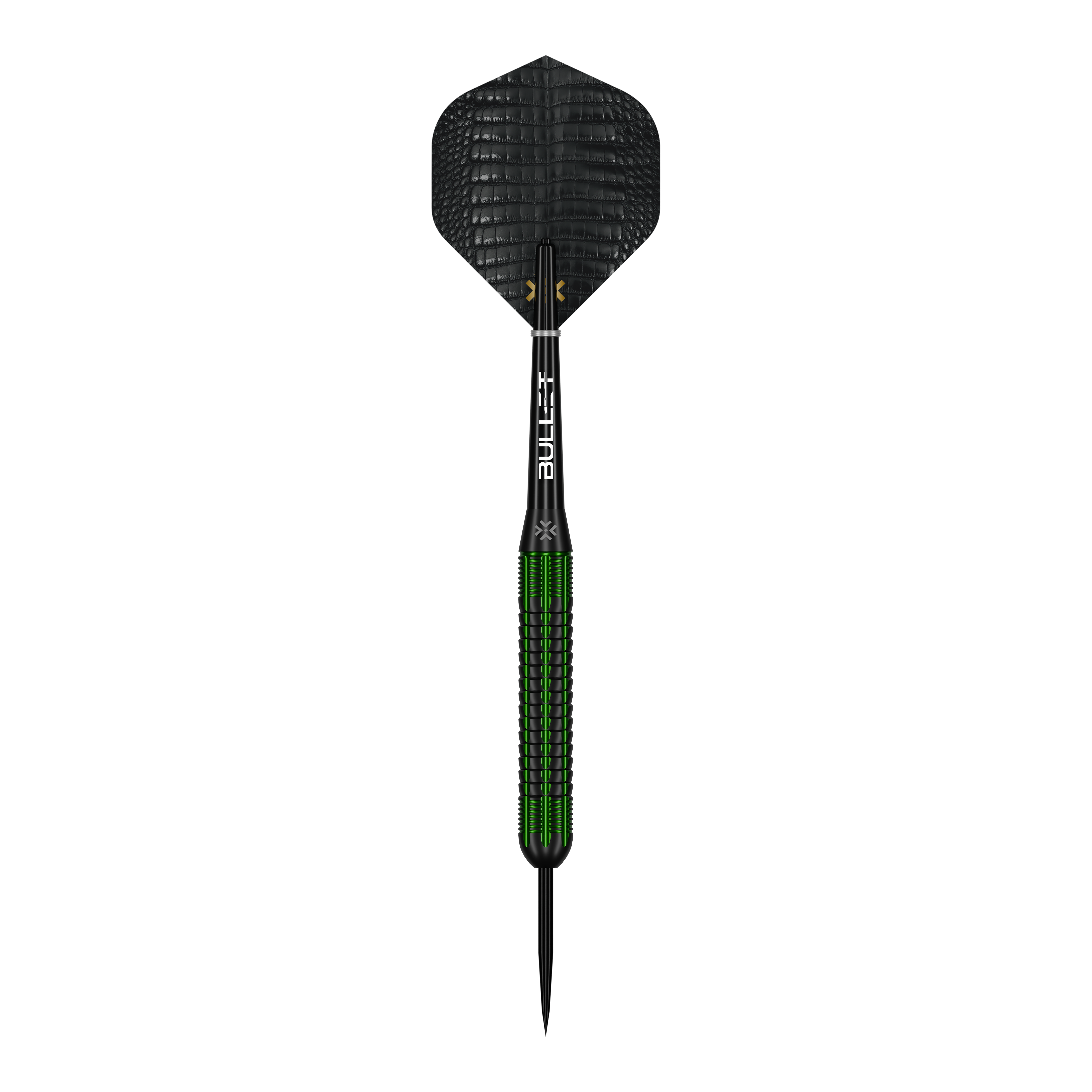 Bullet Gator Brass Steeldarts - 22g Das Bild zeigt die Bullet Gator Brass Steeldarts - 22g. Es handelt sich um Steeldarts mit einem Gewicht von 22 Gramm.