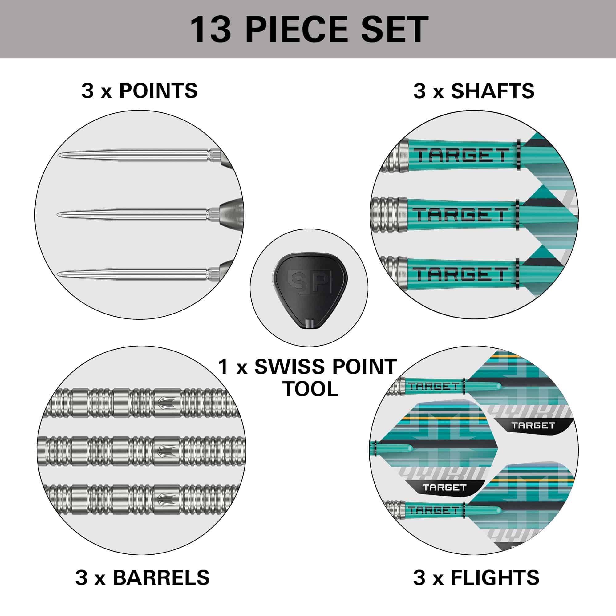 Target Hydro 02 Swiss Point Steeldarts Das Bild zeigt eine Ausführung der Target Hydro 02 Swiss Point Steeldarts. Die Darts sind schlank und für professionelles Spielen geeignet.