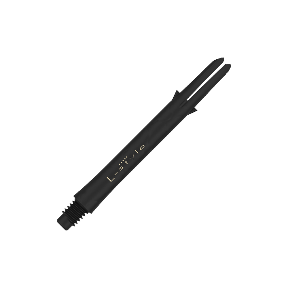 L-Style Carbon Shafts 330 Auf dem Bild ist ein schwarzer Carbon-Dartschaft von L-Style zu sehen. Er hat eine Länge von 46 mm und ist ohne Kappen abgebildet.