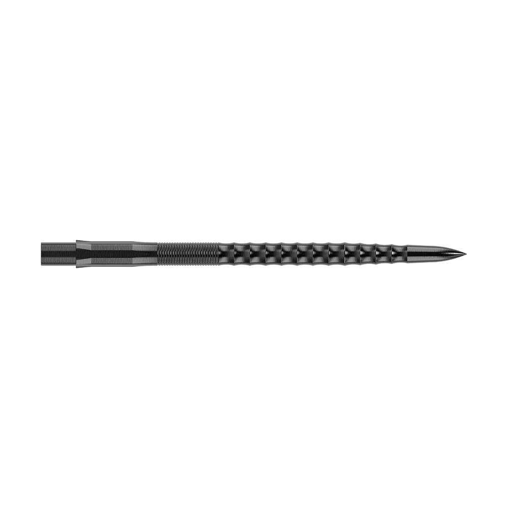 Mission Caliburn EVO Dartspitzen - Ripple - Schwarz - X 2976 Dies ist eine schwarze Steeldartspitze mit einer Länge von 38 mm. Sie hat eine geriffelte und strukturierte Oberfläche für besseren Halt im Dartboard.