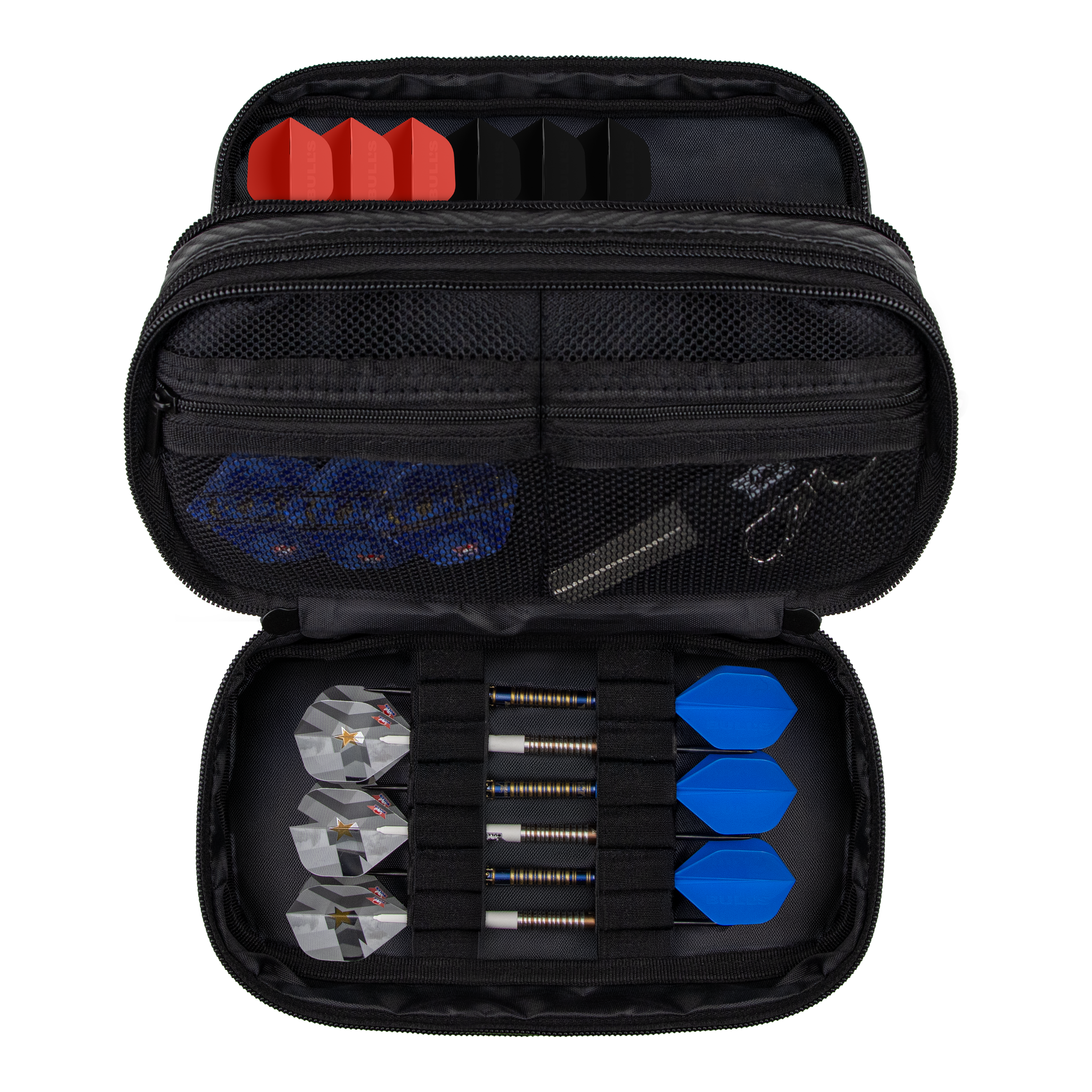 Bulls NL Carbon Wallet Das Bild zeigt das Bulls NL Carbon Wallet. Es ist eine stilvolle und kompakte Brieftasche für Dartzubehör.