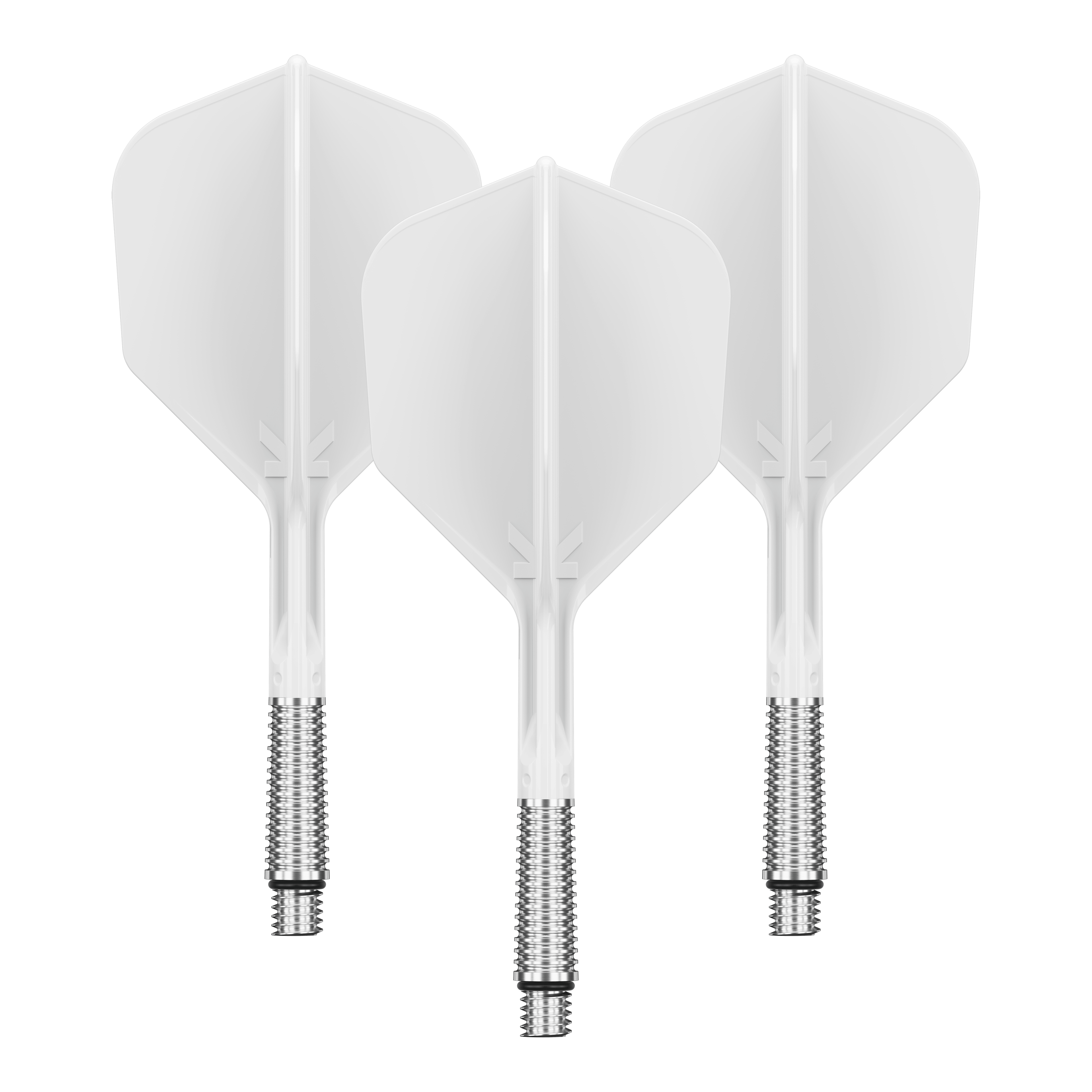 Das Produkt auf dem Bild trägt den Namen 410542_Target_KShift_No6_Flights_Wei_33mm_1Set. Es ist wahrscheinlich ein Set an weißen Dart-Flights.