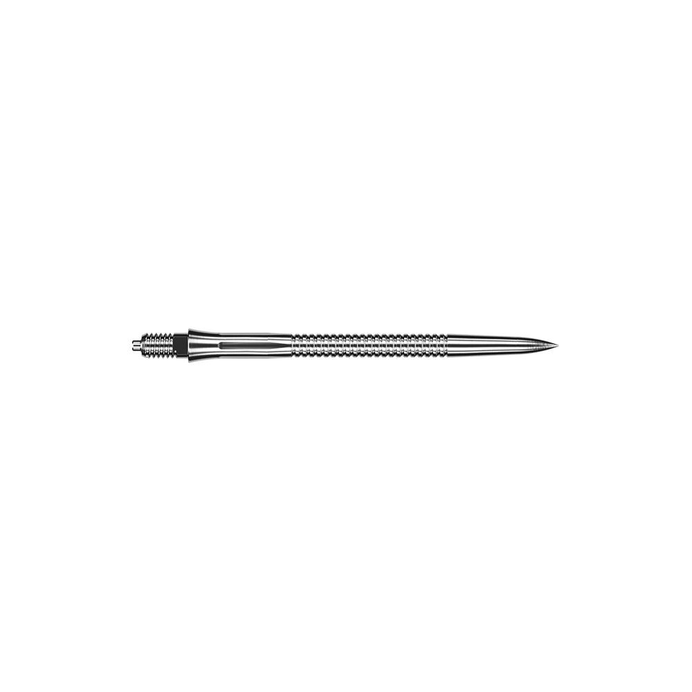 Caliburn EZ-EVO Dartspitzen - Grooved - Silber Abgebildet ist eine silberne Dartspitze mit Rillen. Diese Dartspitze ist 36 mm lang.