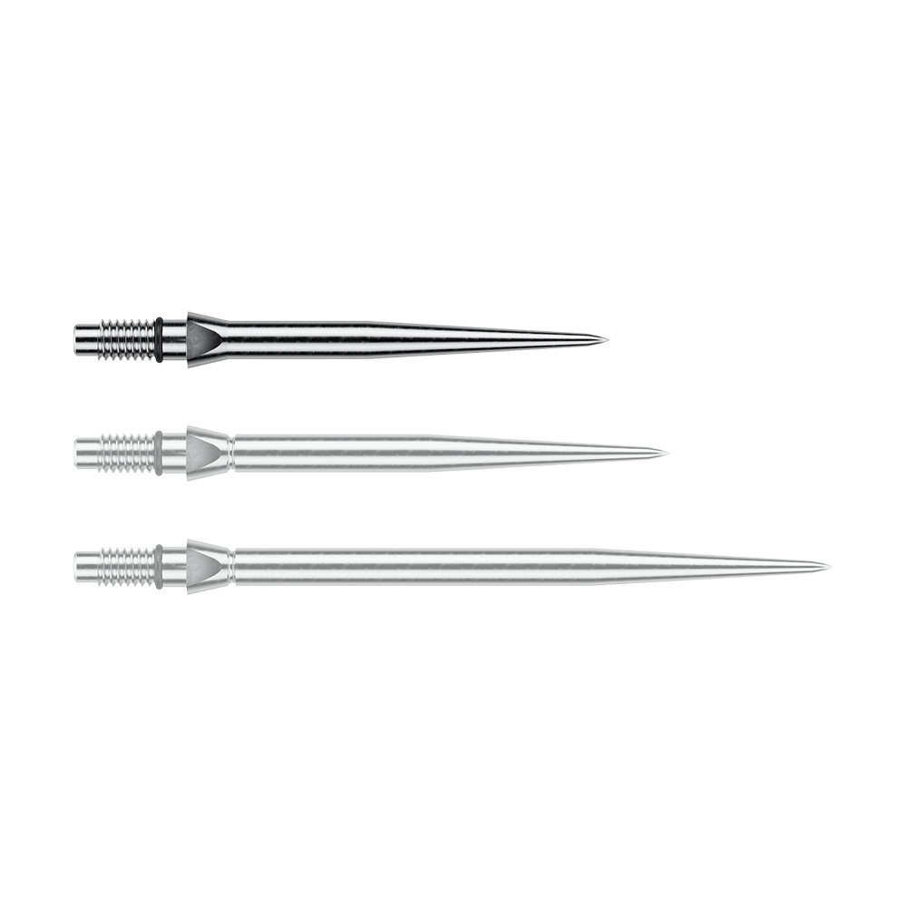 Winmau Switch Point Smooth Steeldartspitzen - Silver Effect Das Bild zeigt eine silberne Steeldartspitze mit glattem Design. Die Länge beträgt vermutlich 26 mm.