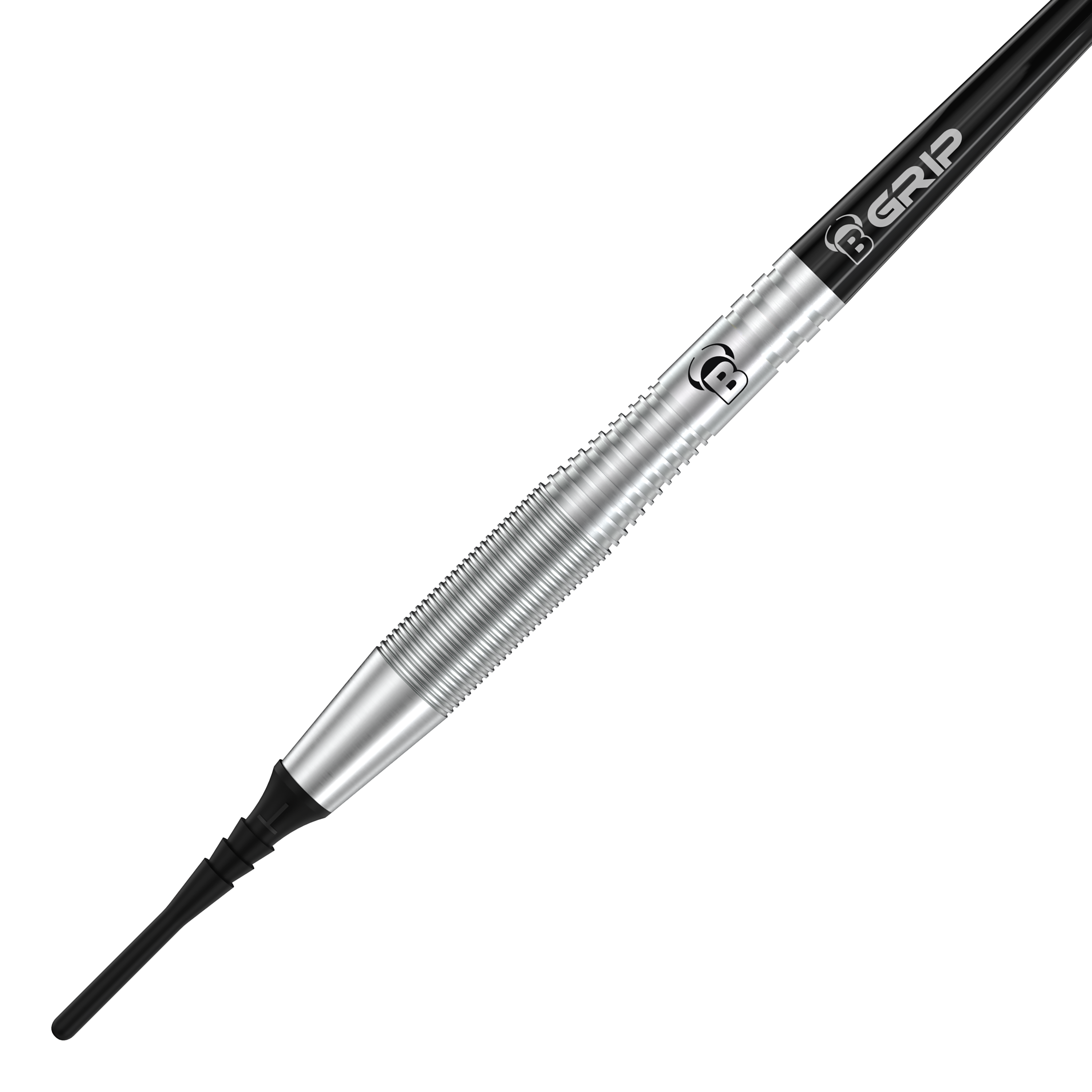 Bulls Martin Schindler TW80 Softdarts - 18g Auf dem Bild ist ein Bulls Martin Schindler TW80 Softdart mit einem Gewicht von 18g zu sehen. Der Dart hat ein silbernes, geriffeltes Griffstück und eine schwarze Spitze.