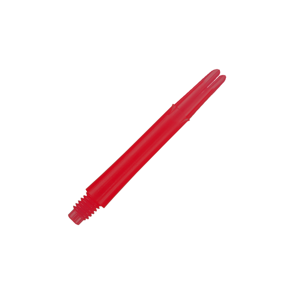L-Style L-Shafts Locked Straight - Red 260 Das Bild zeigt einen roten, geraden Dartshaft ohne Kappen. Der Schaft ist 39 mm lang und hat ein Gewinde am Ende.