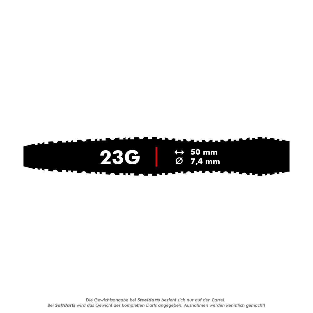 Shot ZEN Scallop Turbo Point Steeldarts - 23g Gezeigt wird der Shot ZEN Scallop Turbo Point Steeldart mit einem Gewicht von 23 Gramm. Dieser Steeldart eignet sich gut für ambitionierte Dartspieler.