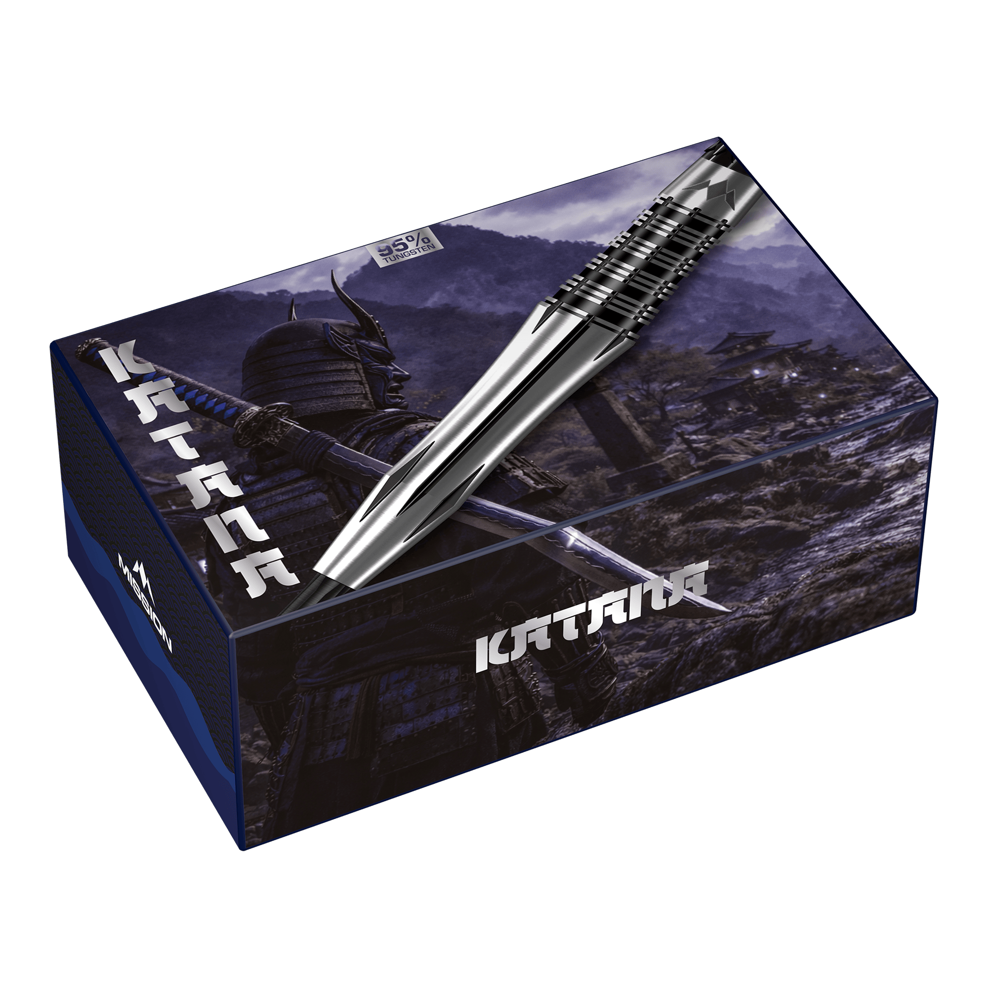 Mission Katana Steeldarts Mission Katana Steeldarts sind auf dem Foto zu sehen. Es zeigt das Aussehen der Steeldarts klar und deutlich.