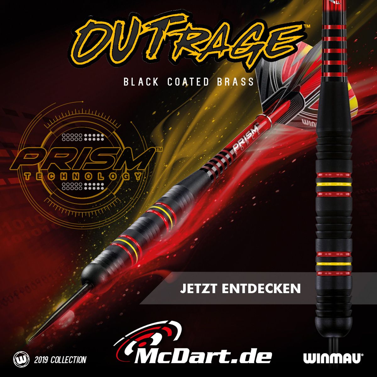 Winmau Outrage V1 Black Coated Brass Steeldarts