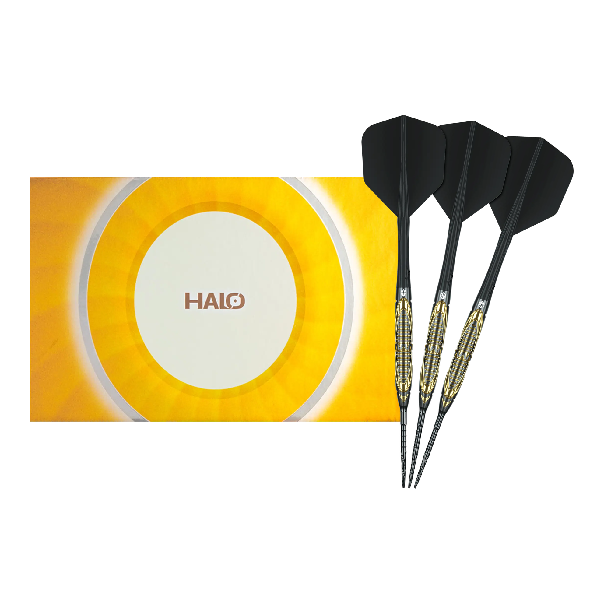 Caliburn Halo H2 Steeldarts - 22,5g Das Bild zeigt die Caliburn Halo H2 Steeldarts mit einem Gewicht von 22,5g in voller Länge. Die Steeldarts sind besonders langlebig und robust.