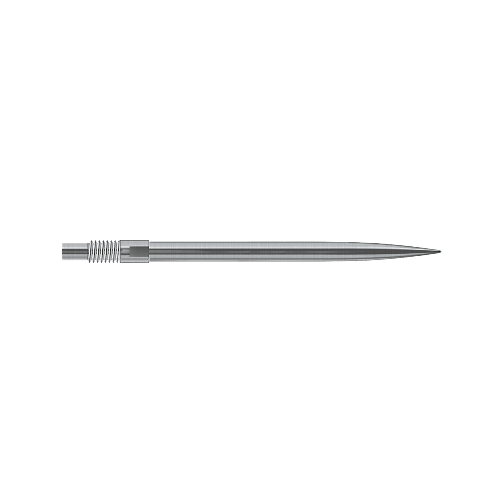 Das Bild zeigt Harrows QuickPoint Dartspitzen in Silber mit einer Länge von 35mm. Die Abbildung gibt einen Eindruck des Produktes.