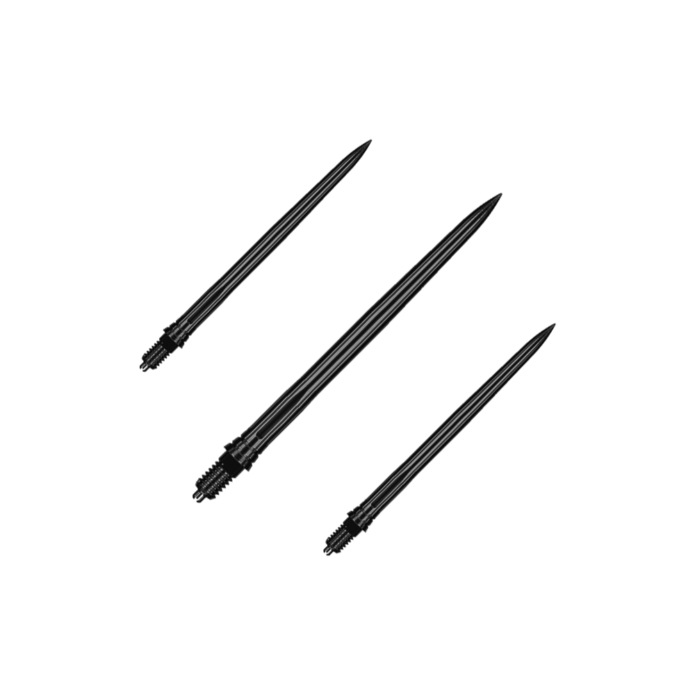 Caliburn EZ-EVO Dartspitzen - Smooth - Schwarz Ein Set von schwarzen glatten Dartspitzen ist abgebildet. Das Produkt heißt EVO183 Caliburn EZ-EVO Dartspitzen Smooth Schwarz 36mm.
