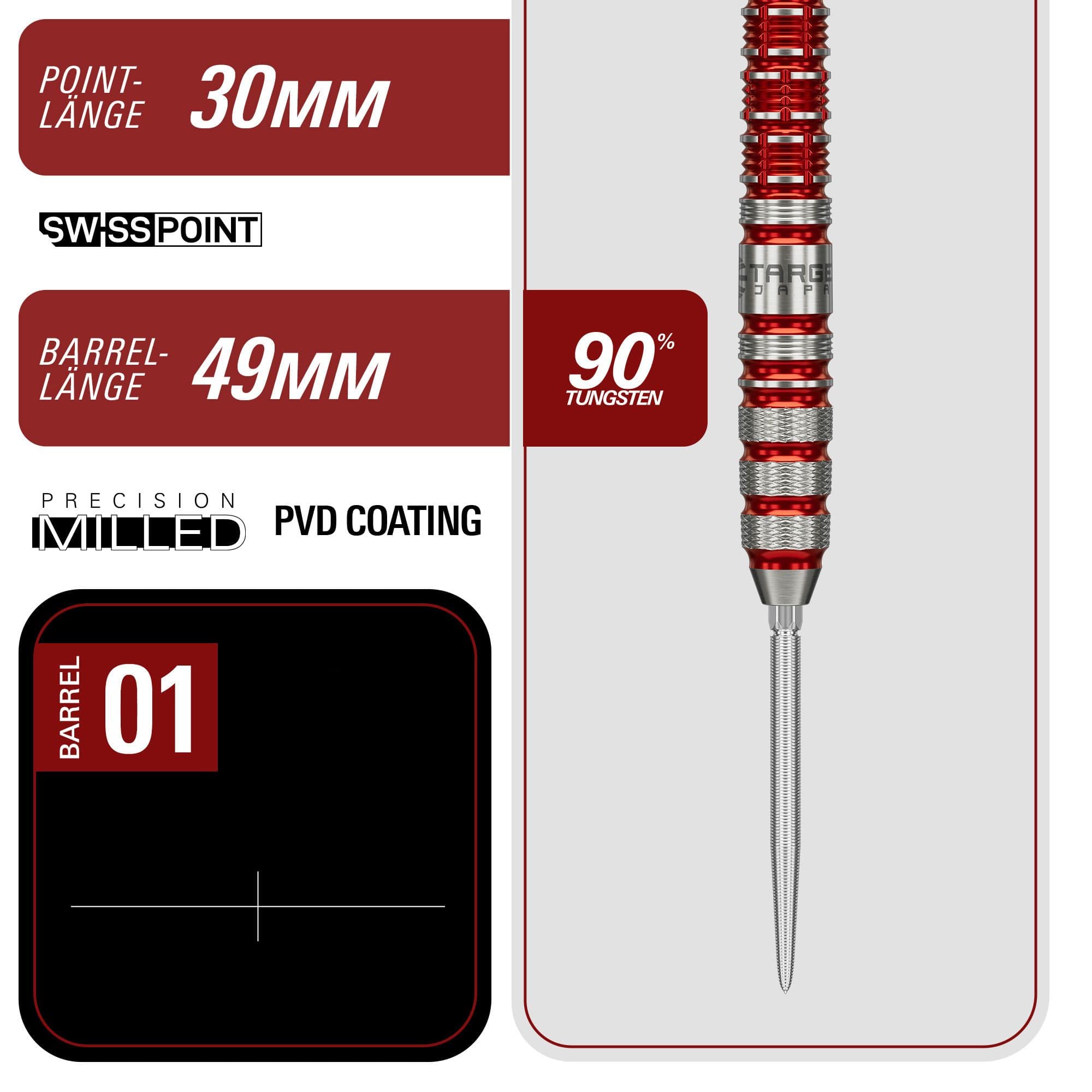 Target Japan Black Marque Spinel Swiss Point Steeldarts - 23g Abgebildet sind die Target Japan Black Marque Spinel Swiss Point Steeldarts mit 23 Gramm Gewicht. Die Darts sind speziell für Präzision und Design entwickelt.
