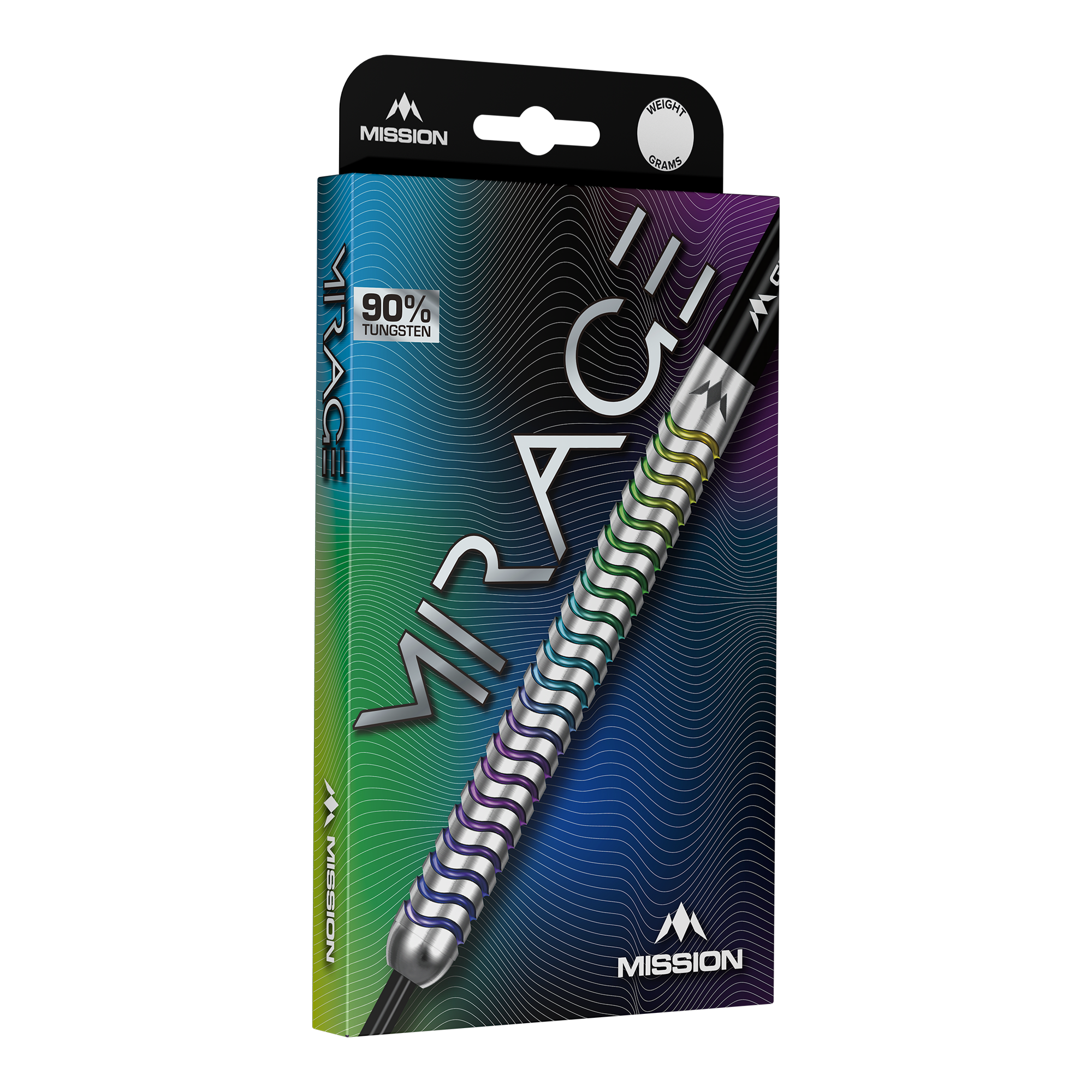 Mission Mirage Steeldarts Mission Mirage Steeldarts sind klassische Steeldarts für präzises Spiel. Das Bild zeigt das Produkt in Detailansicht.