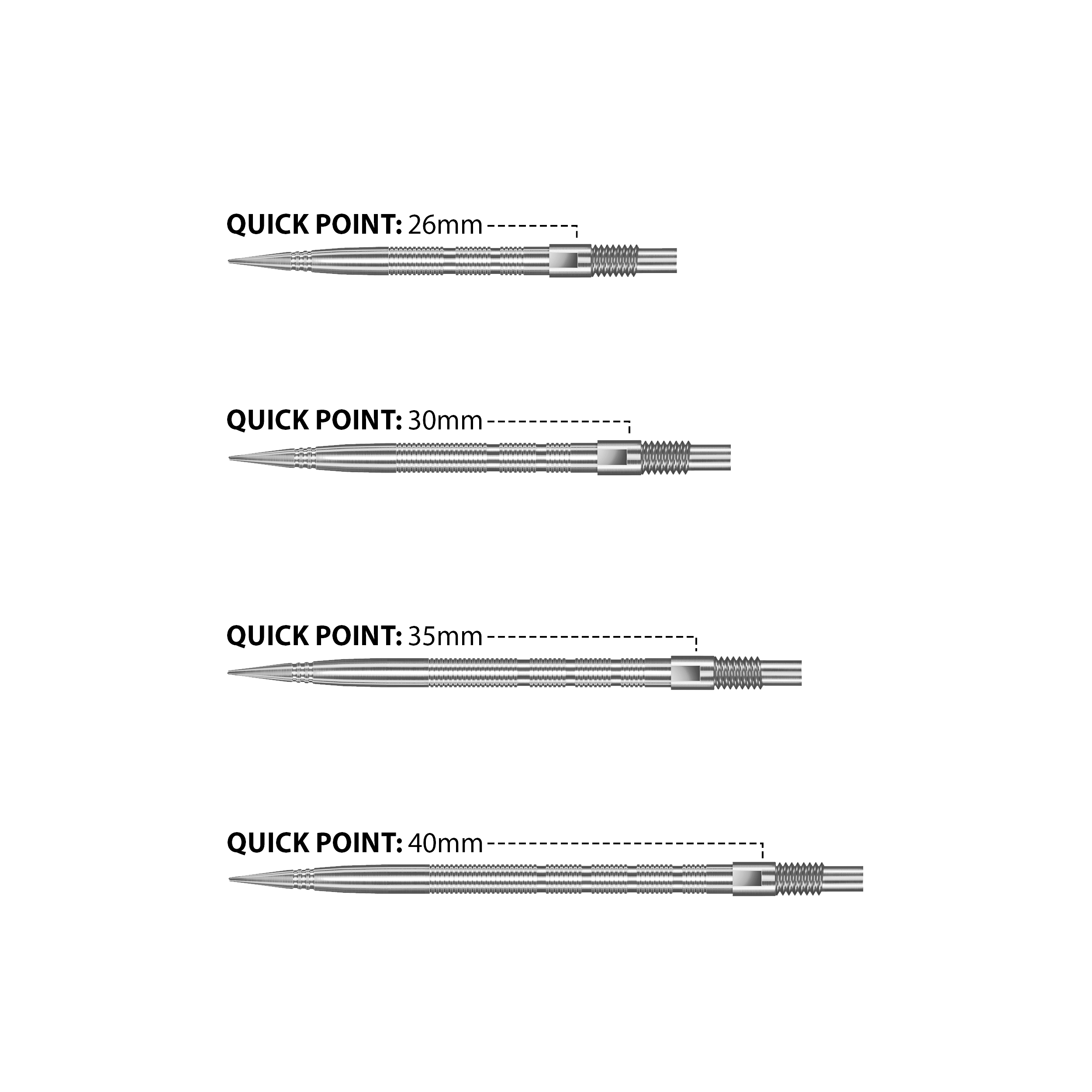Harrows Quick Point Micro Ridge Dartspitzen - Silber Hier sind Harrows Quick Point Micro Ridge Dartspitzen in Silber zu sehen. Sie haben eine gerillte Oberfläche für besseren Halt.
