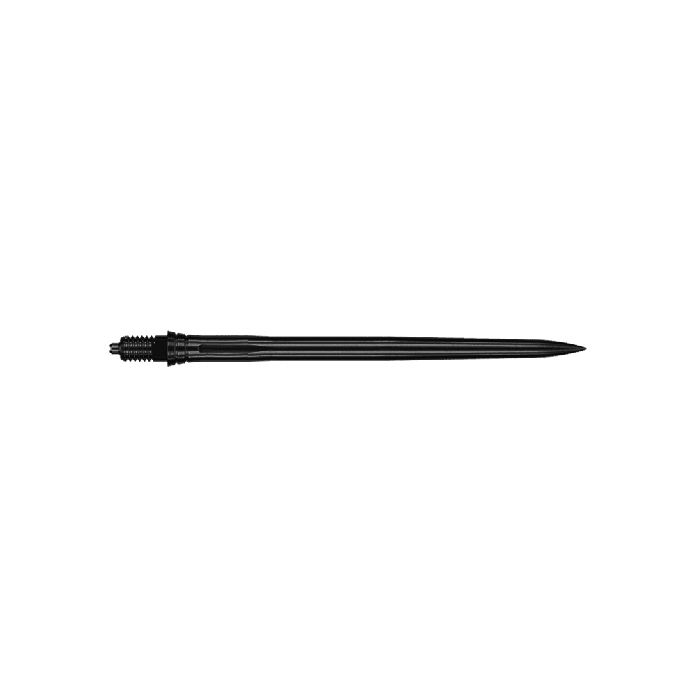 Mehrere schwarze Dartspitzen mit einer glatten Oberfläche werden gezeigt. Es handelt sich um EVO184 Caliburn EZ-EVO Dartspitzen Smooth Schwarz 40mm.