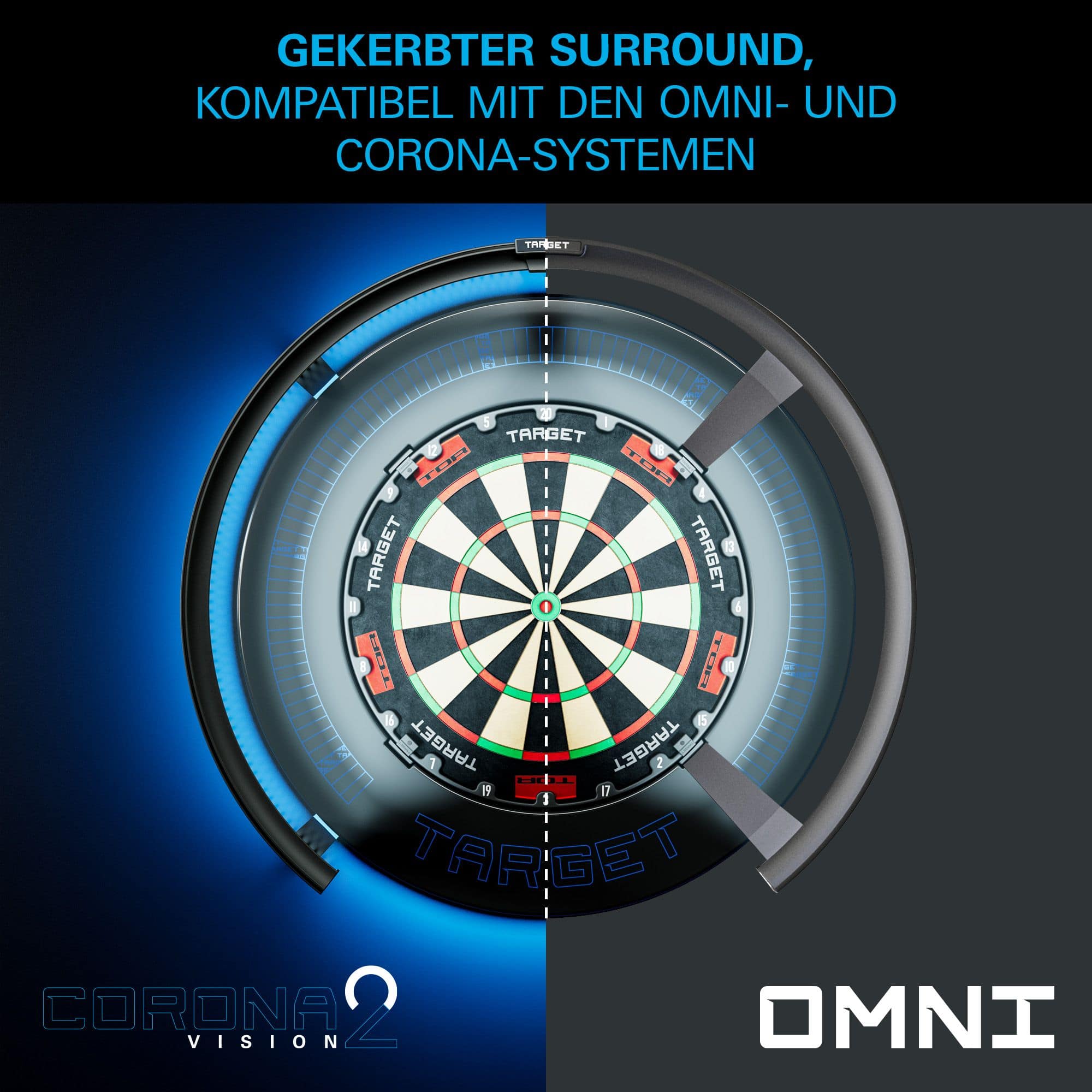 Target Corona Vision Notched Dartboard Surround mit Beleuchtung