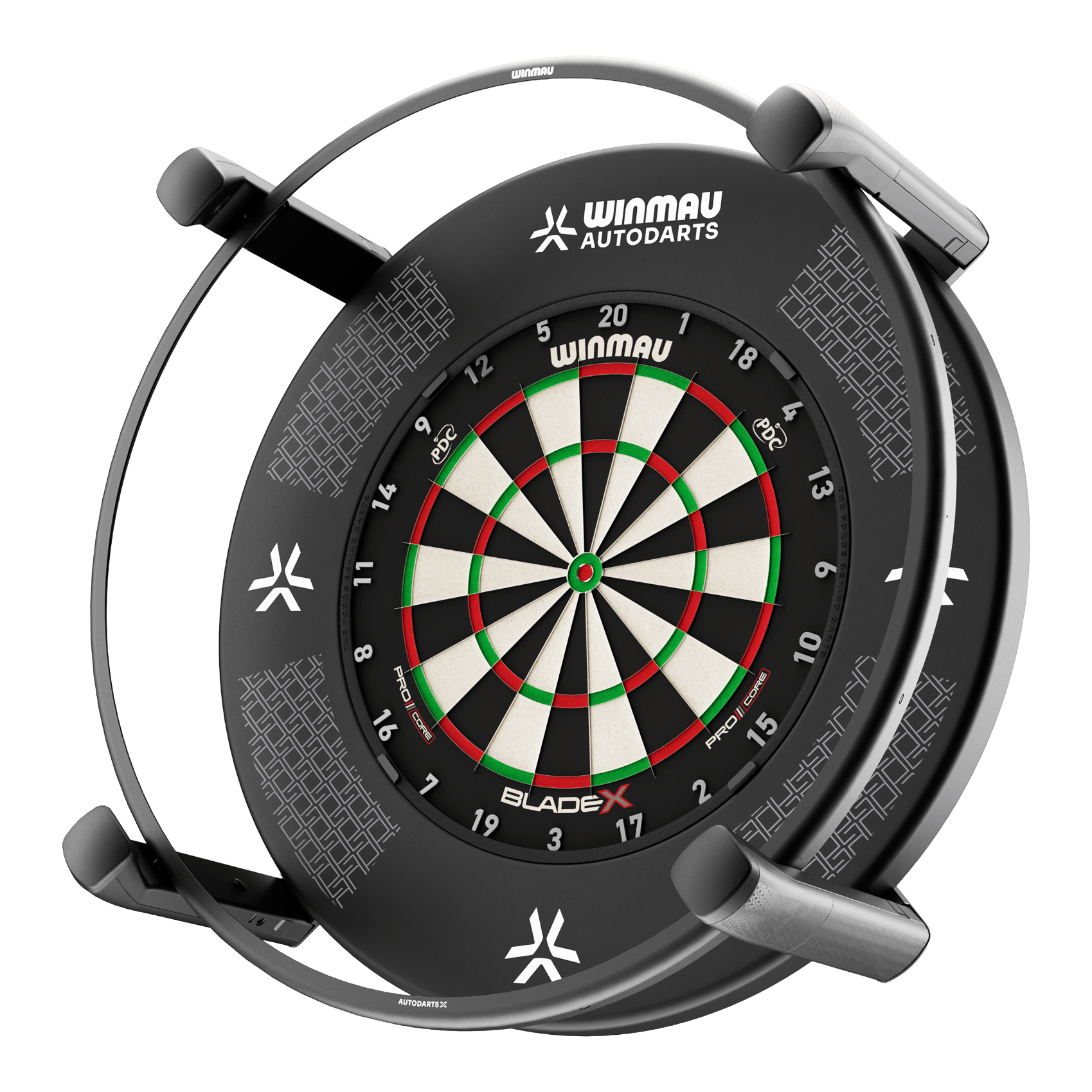 Winmau Autodarts X Autoscoring-System Abgebildet ist das Winmau Autodarts X Autoscoring-System. Dieses Produkt wertet Dartspiele automatisch aus.