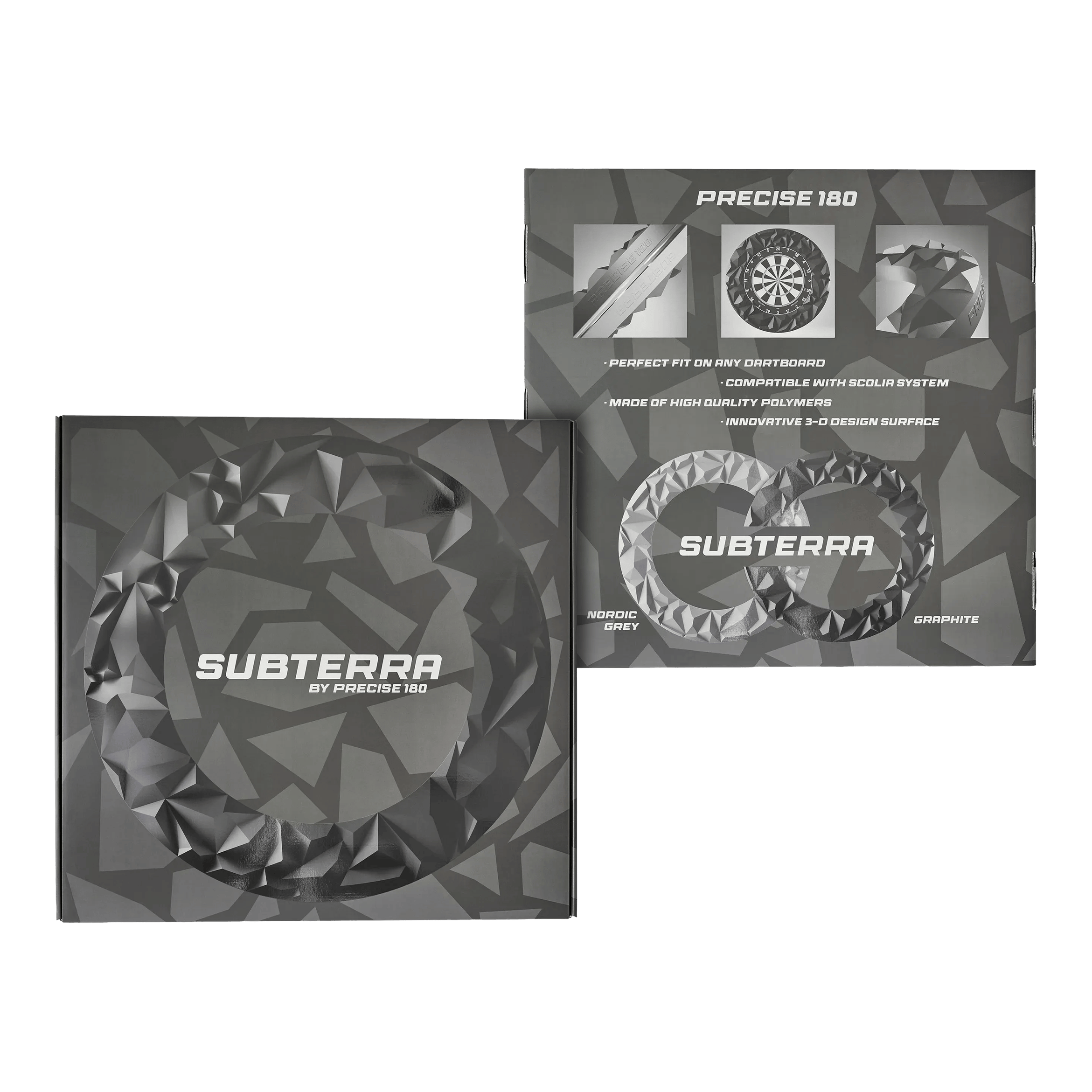 Precise 180 3D Dartboard Surround Subterra - Nordic Grey Hier ist das Precise 180 3D Dartboard Surround Subterra in Nordic Grey abgebildet. Es schützt die Umgebung der Dartscheibe vor Treffern.