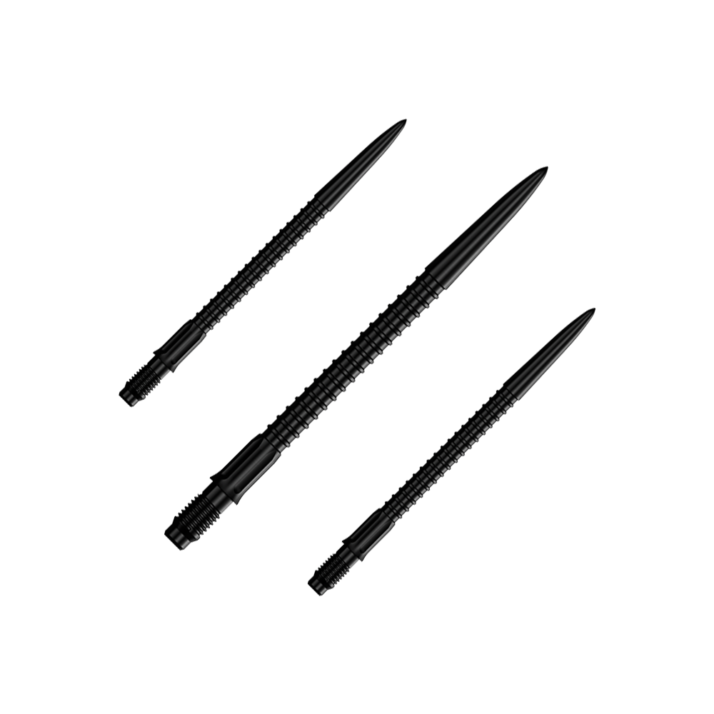 Mission R2.5 Rapid Point GV1 Dartspitzen - Schwarz Auf dem Bild ist Dartzubehör mit der Dateibezeichnung M002176_Mission_R25_Rapid_Point_GV1_Dartspitzen_Schwarz_35mm_1Set zu sehen. Es sieht nach einem Set schwarzer Dartspitzen aus, 35mm lang.