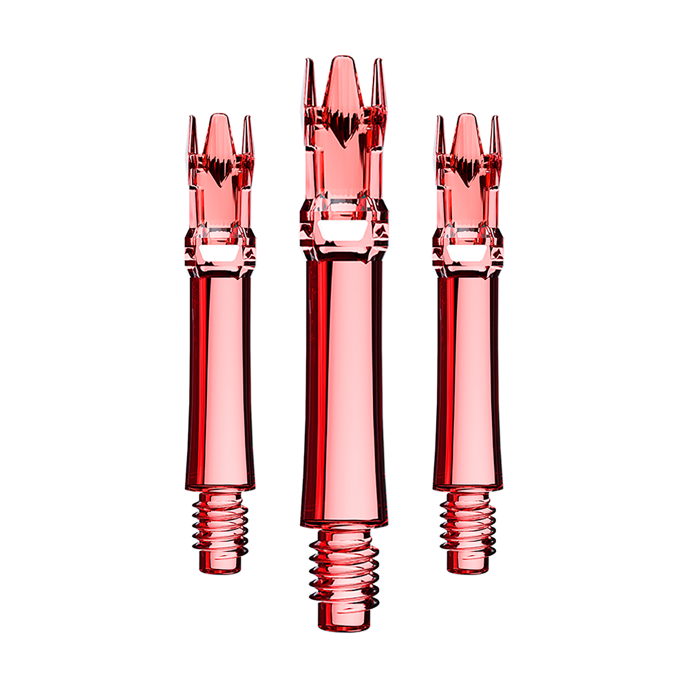 L-Style L-System Ersatzshafts - Clear Red Ein Set aus roten transparenten Ersatzshafts ist dargestellt. Die Shafts sind ordentlich angeordnet.