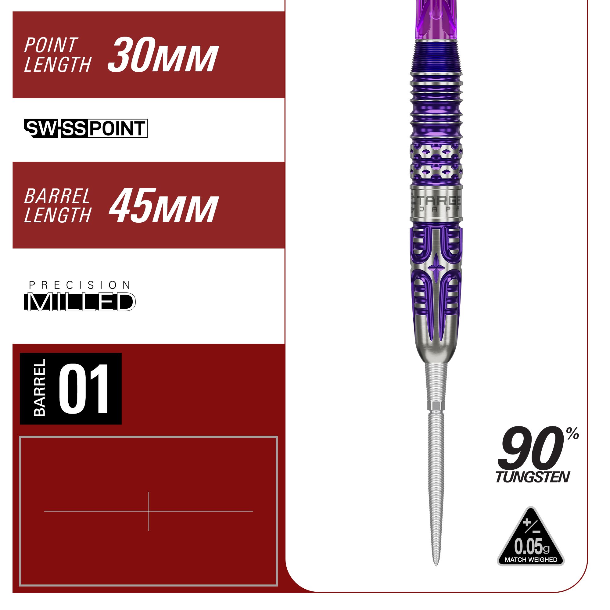 Target Japan Endeavour Kasumi Sato GEN3 Swiss Point Steeldarts Zu sehen sind die Target Japan Endeavour Kasumi Sato GEN3 Swiss Point Steeldarts. Die Steeldarts werden aus der Seitenansicht präsentiert.