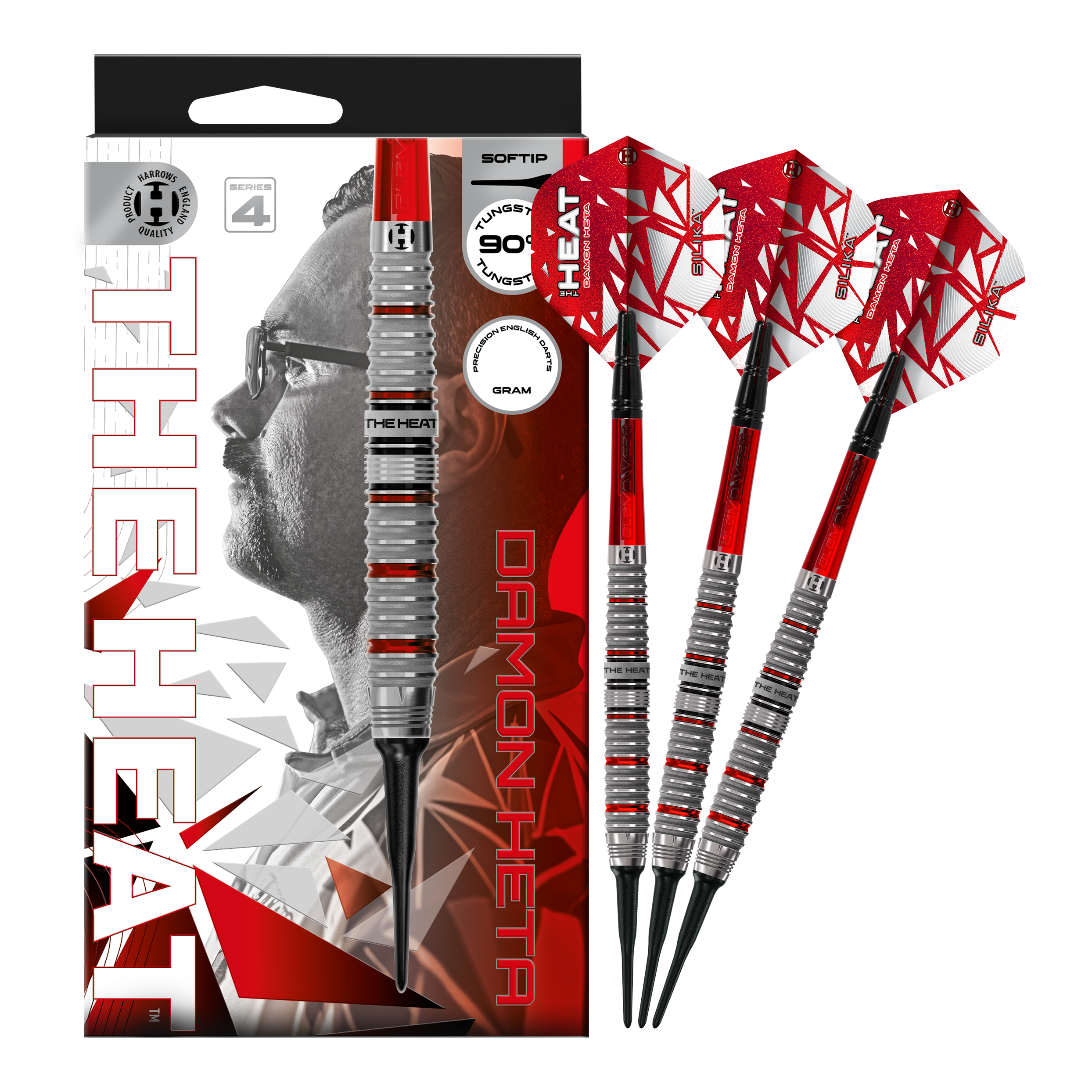 Harrows Damon Heta Series 4 Softdarts Hier ist das Produkt Harrows Damon Heta Series 4 Softdarts zu sehen. Die Darts zeichnen sich durch ihre hochwertige Verarbeitung aus.