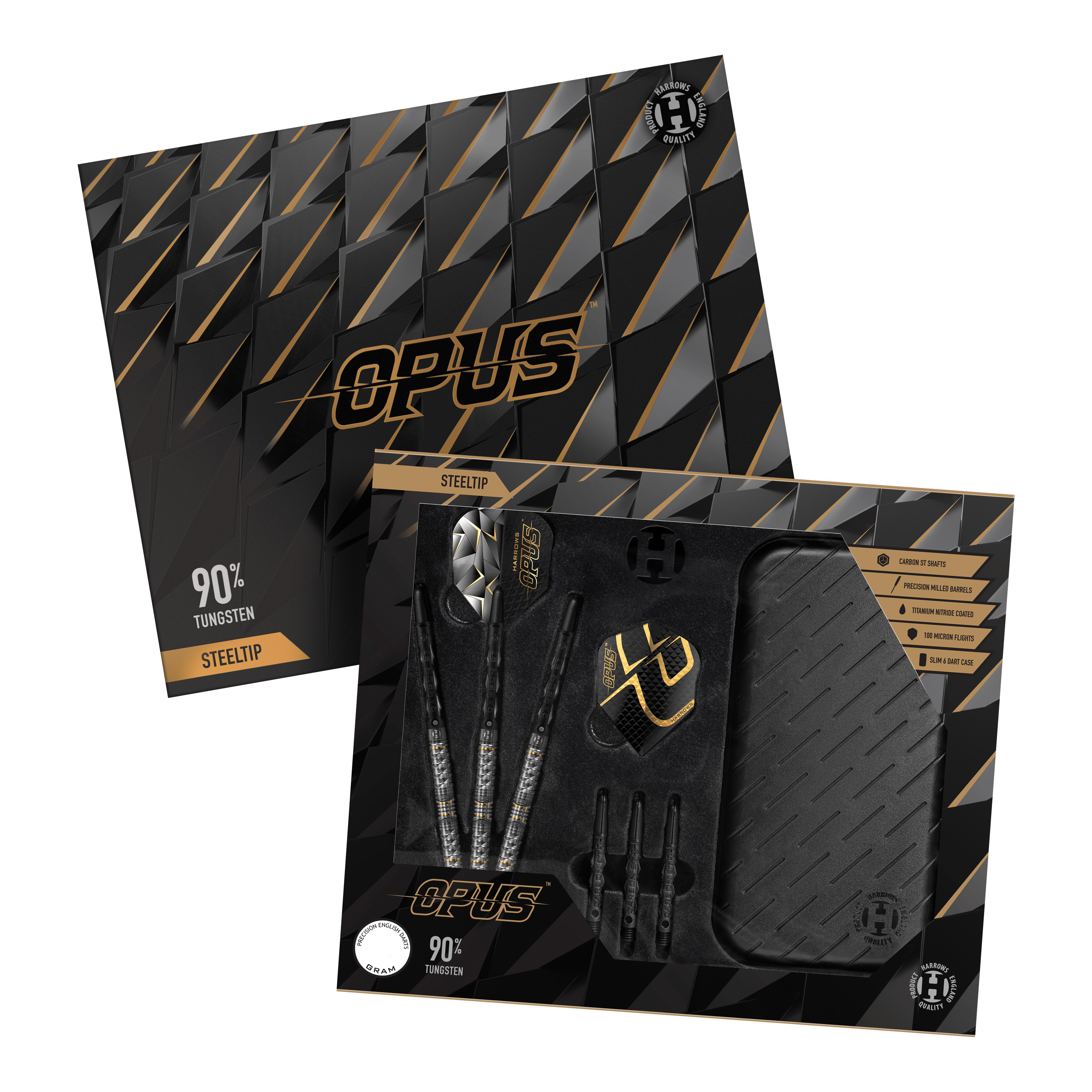 Harrows Opus Quick Point Steeldarts Harrows Opus Quick Point Steeldarts - 23g. Es werden drei Steeldarts mit 23 Gramm aus der Harrows Opus Reihe dargestellt.