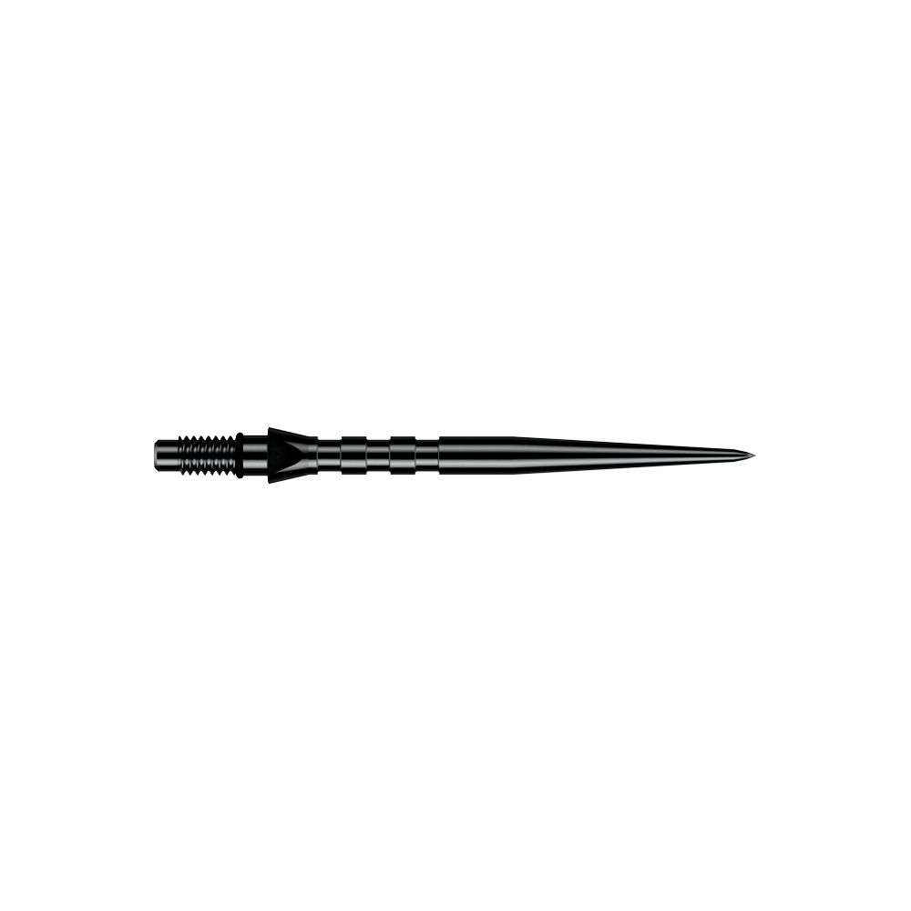 Winmau Switch Point Groove Steeldartspitzen - Schwarz Zu sehen sind zwei schwarze Winmau Switch Point Groove Steeldartspitzen mit einer Länge von 30 mm. Sie sind typische Ersatzteile für Steeldarts.