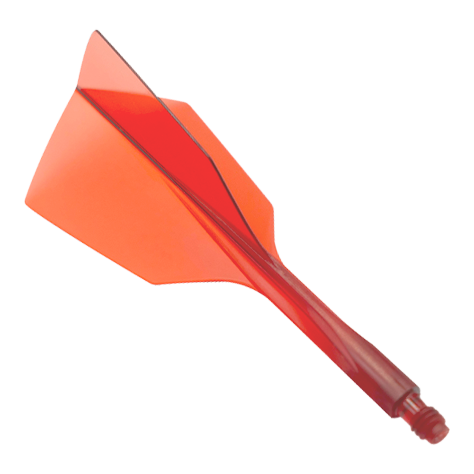 Condor Axe 120 Flight-System Clear Red - Narrow Das Bild zeigt ein rotes Dartflight-System mit schmalem Design. Es handelt sich um das Produkt "Condor Axe 120 Flight-System Clear Red - Narrow".