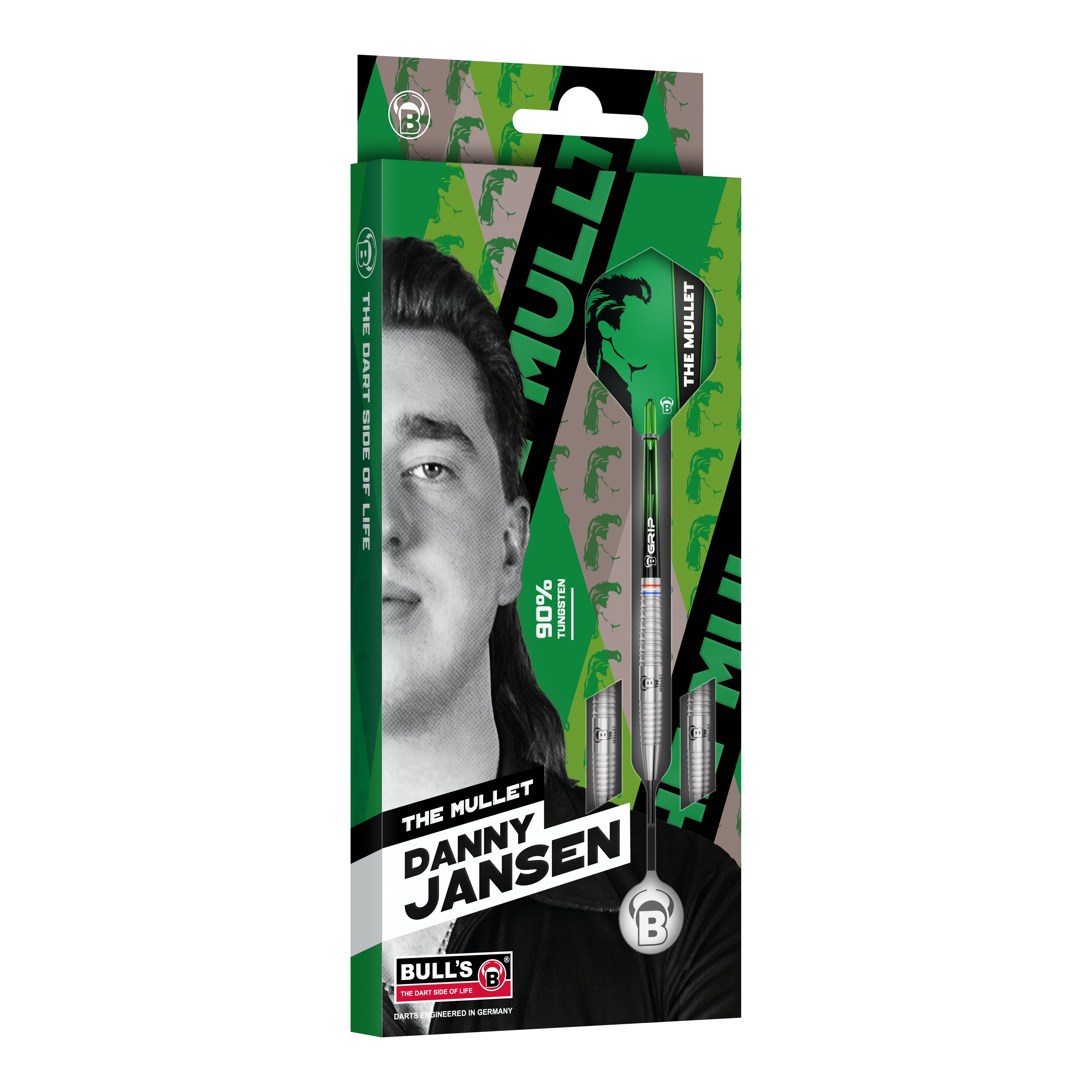 Bulls Danny Jansen G2 Steeldarts Das Produkt Bulls Danny Jansen G2 Steeldarts wird gezeigt. Das Bild veranschaulicht die Bauweise und Details des Steeldarts.