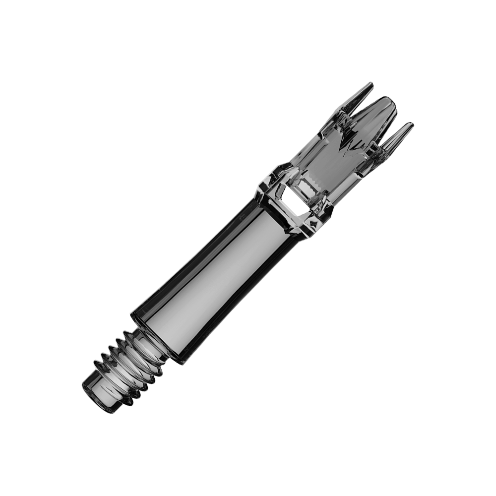 L-Style L-System Ersatzshafts - Clear Black Ersatzshafts in schwarz-transparent werden hier gezeigt. Die Shafts sind länglich und liegen nebeneinander.