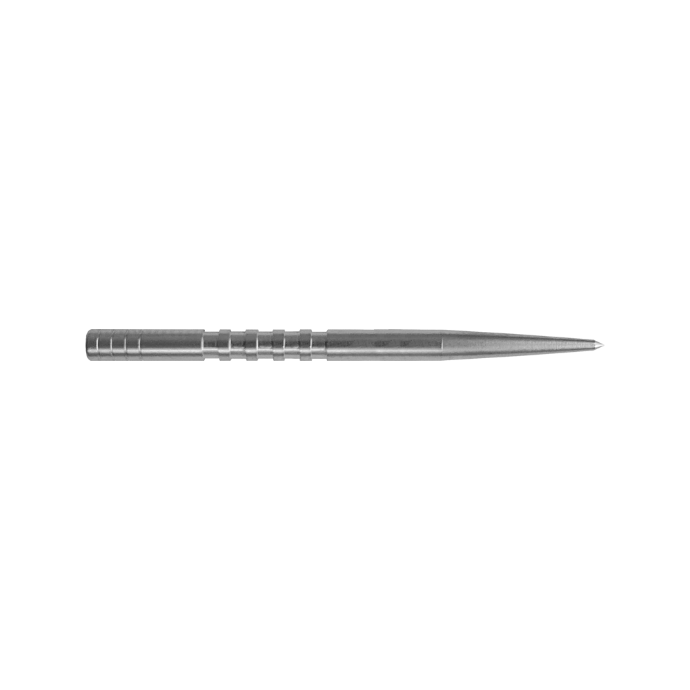 Condor Beak Point With Cut Dartspitzen Auf dem Bild ist eine silberne Dartspitze mit Rillen zu sehen. Sie ist lang und läuft vorne spitz zu.