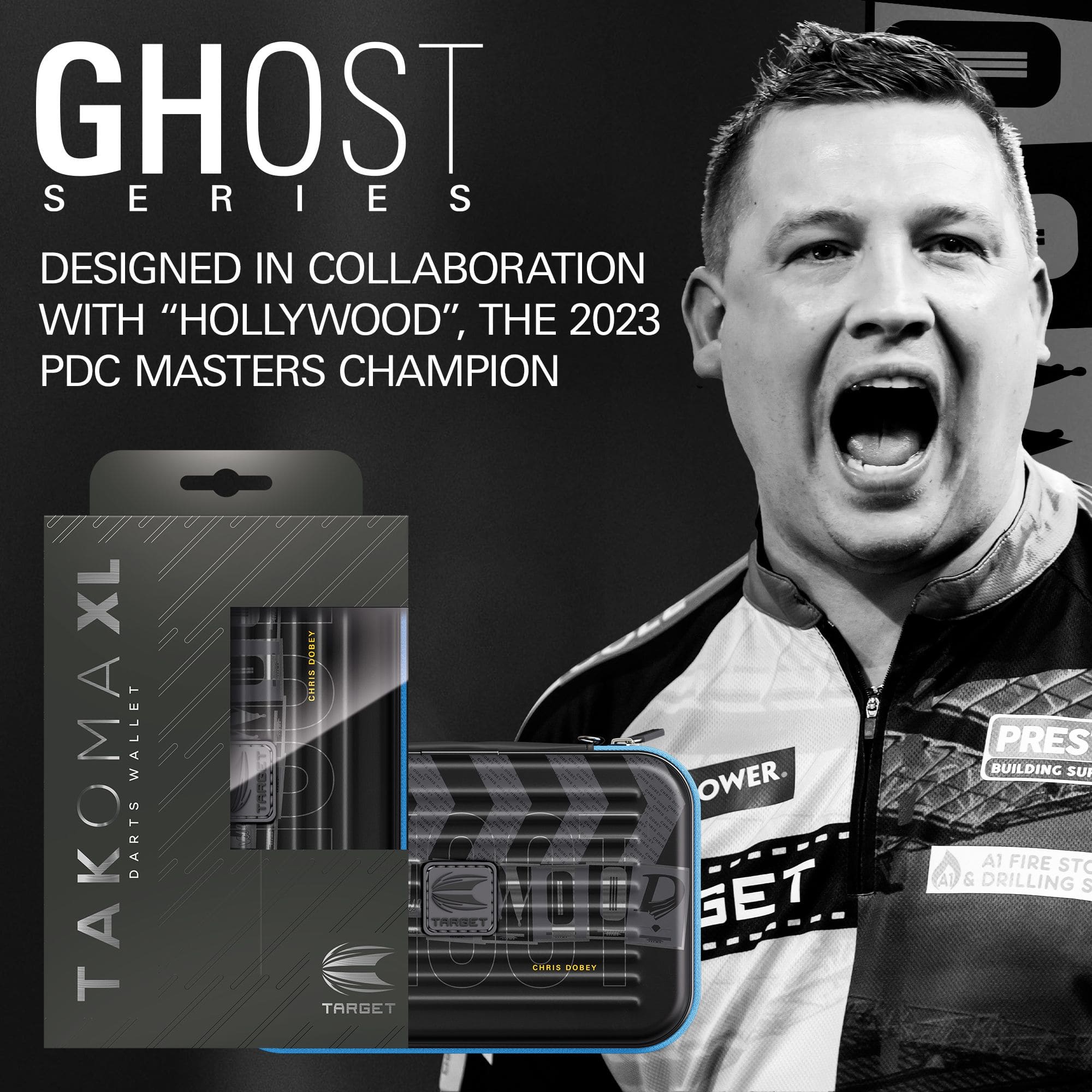 Takoma XL Ghost Series Chris Dobey Dartcase Das Bild zeigt das Takoma XL Ghost Series Chris Dobey Dartcase. Das Dartcase schützt Dartzubehör vor Beschädigungen.